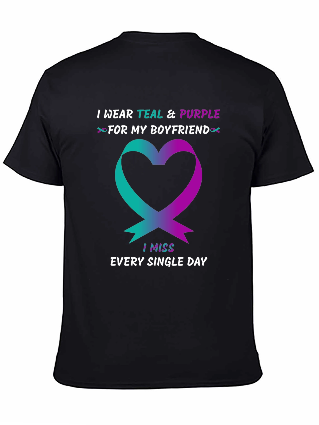 Teal & Purple Ribbon Boyfriend Memorial T-Shirt