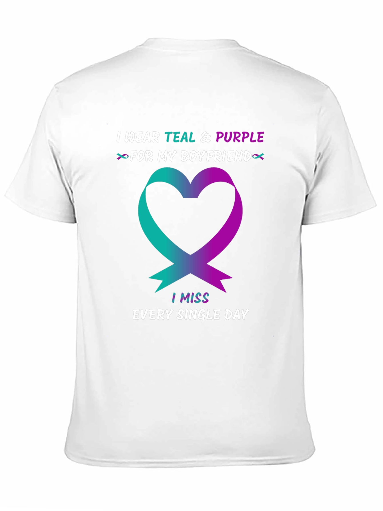 Teal & Purple Ribbon Boyfriend Memorial T-Shirt