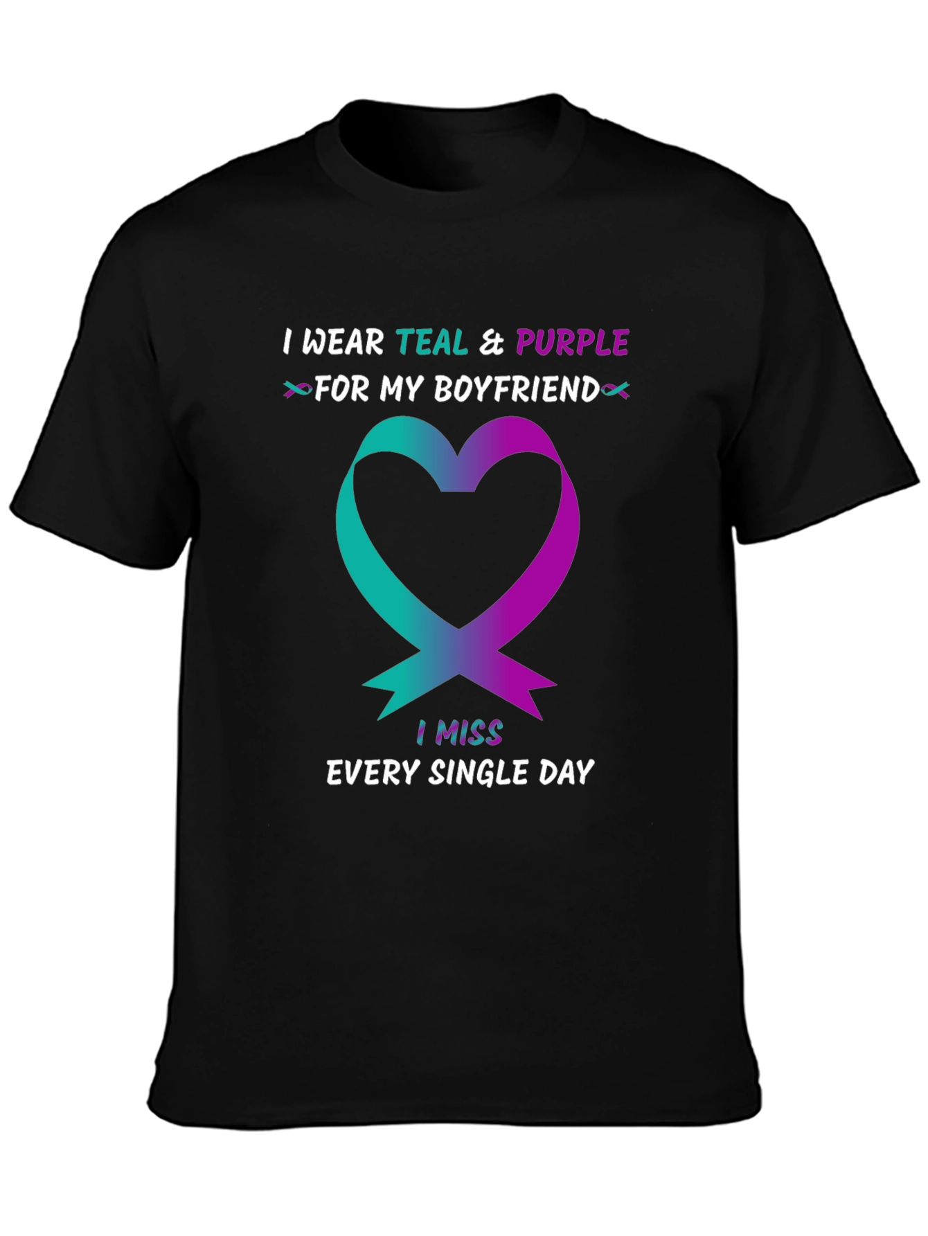 Teal & Purple Ribbon Boyfriend Memorial T-Shirt