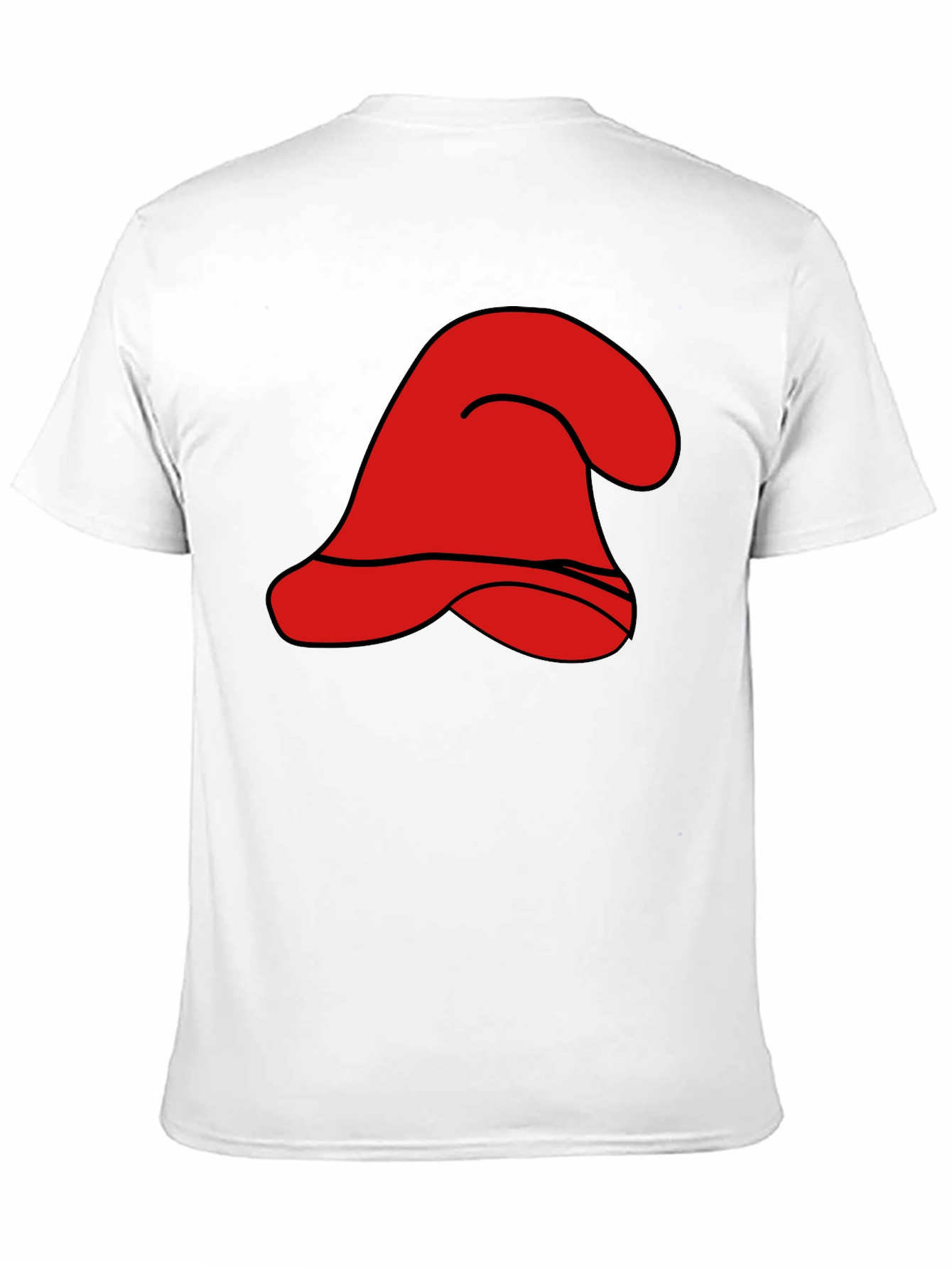 Red Cartoon Hat Graphic Black T-Shirt