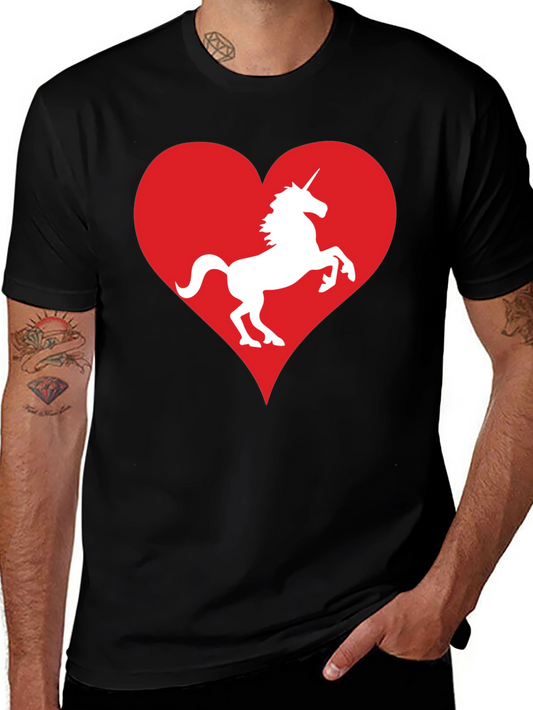 Unicorn Heart Graphic Tee - Black Cotton T-Shirt