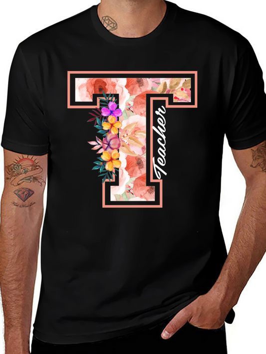 Floral Teacher T-Shirt - Personalized Gift for Educators