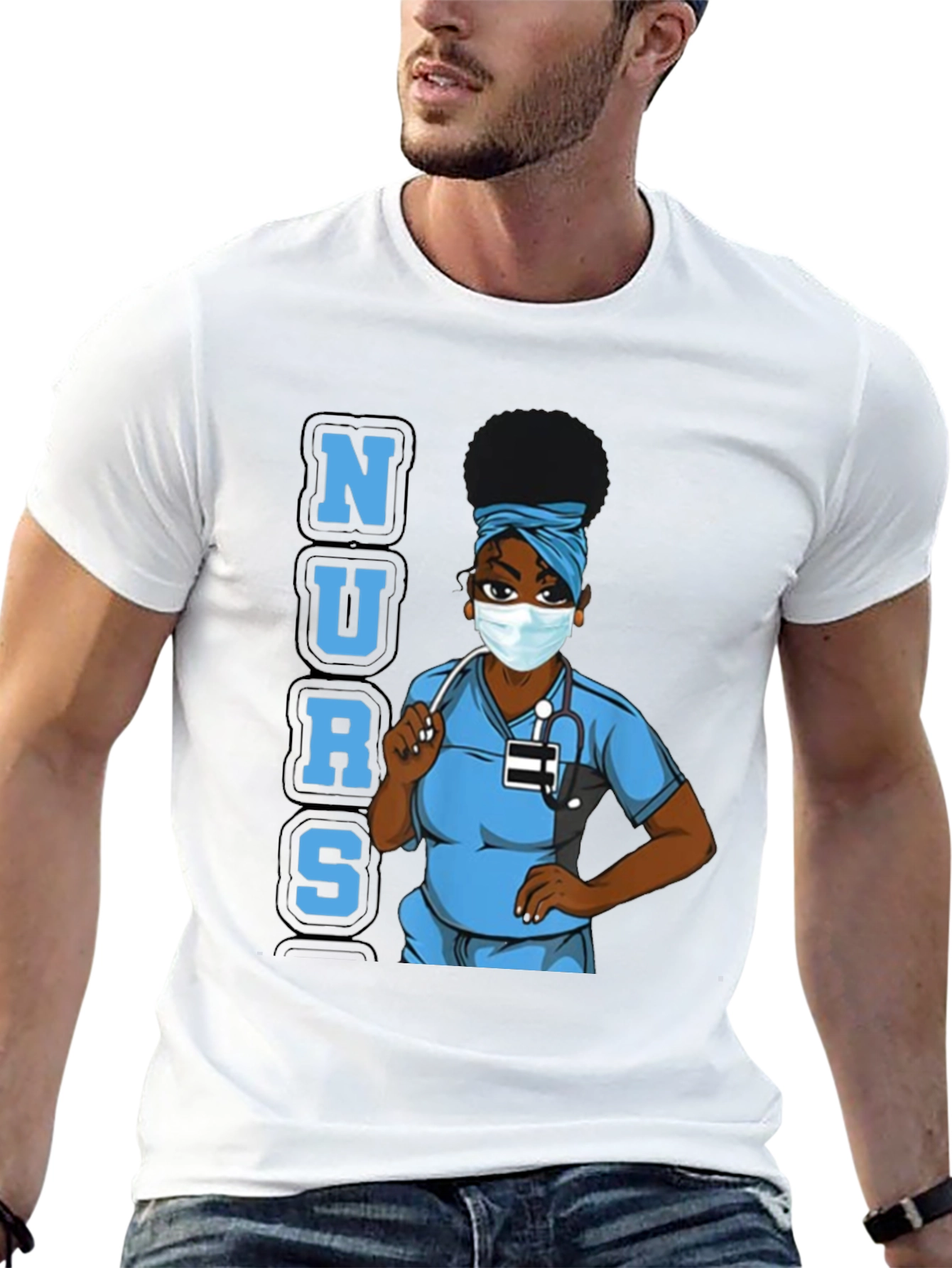Nurse Graphic Tee - Black Cotton Blend Unisex