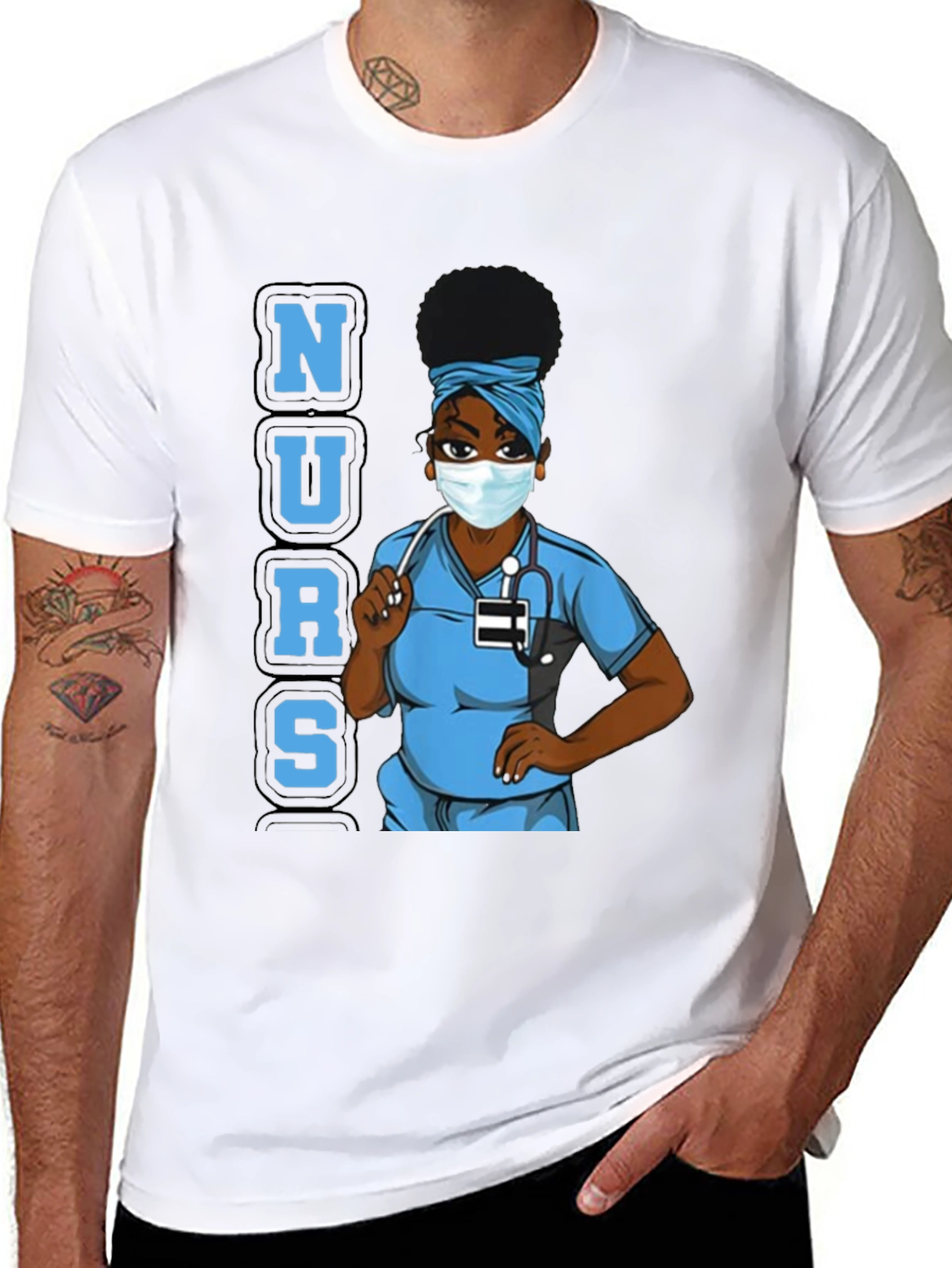 Nurse Graphic Tee - Black Cotton Blend Unisex