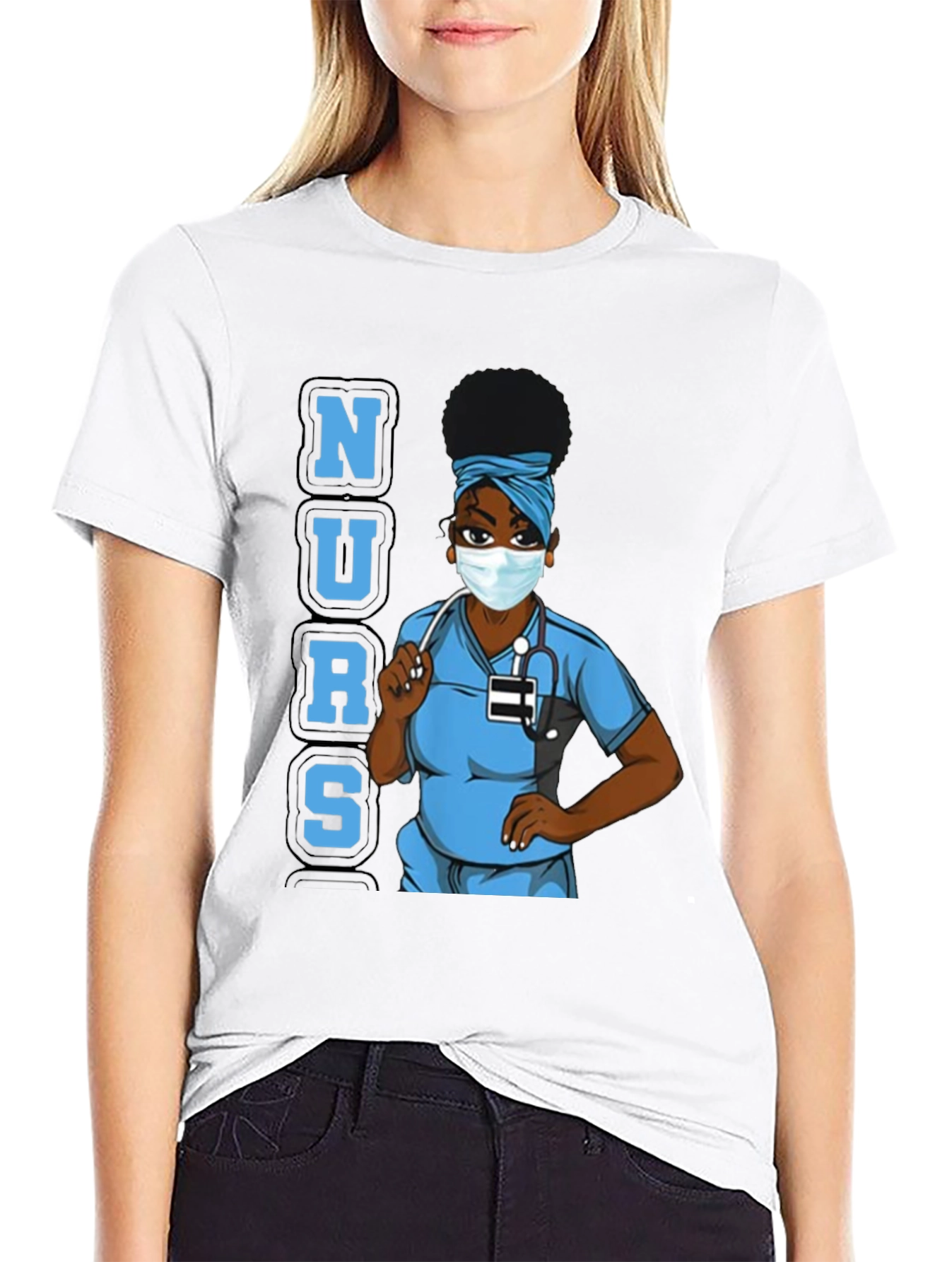 Nurse Graphic Tee - Black Cotton Blend Unisex
