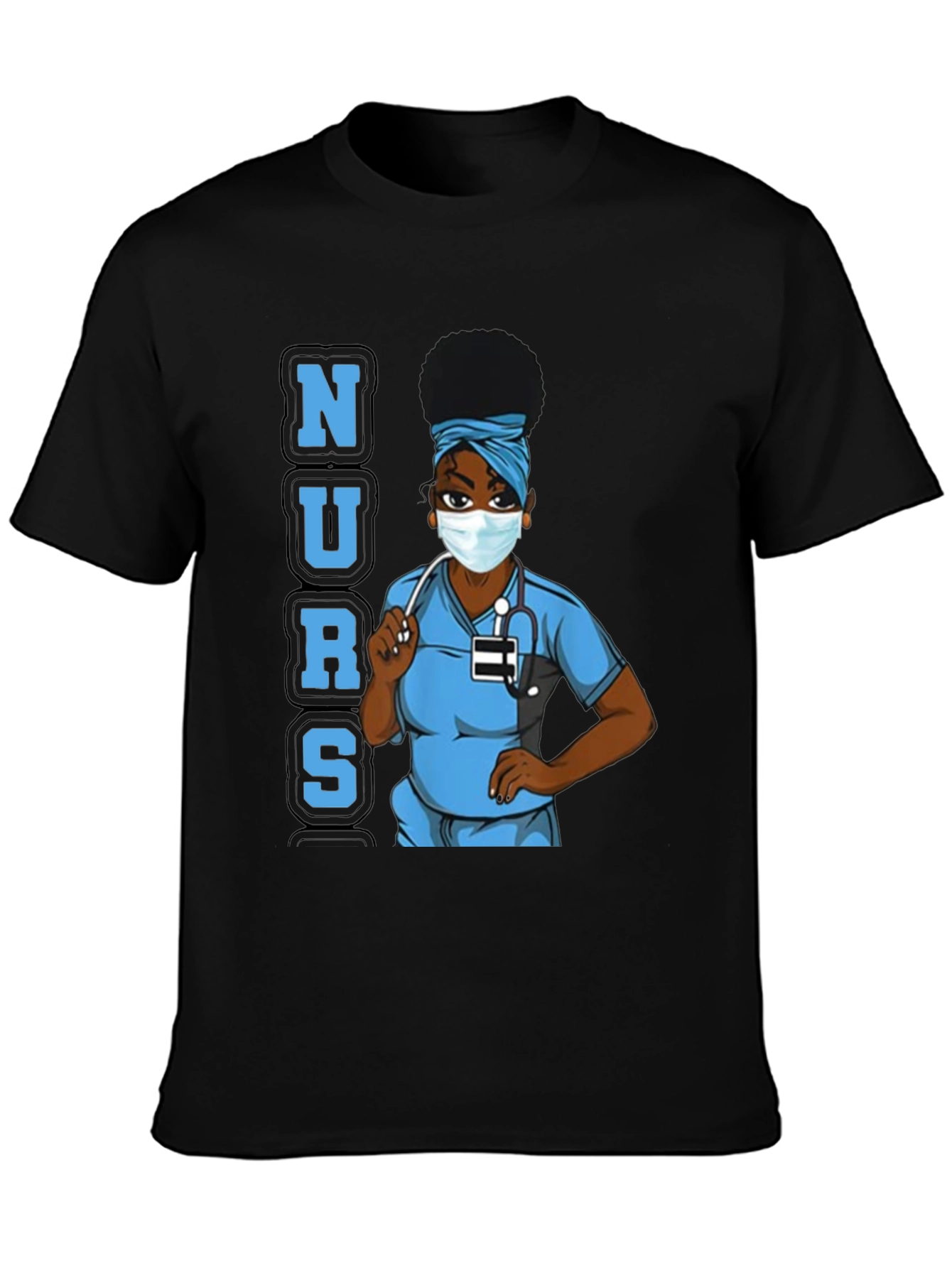 Nurse Graphic Tee - Black Cotton Blend Unisex