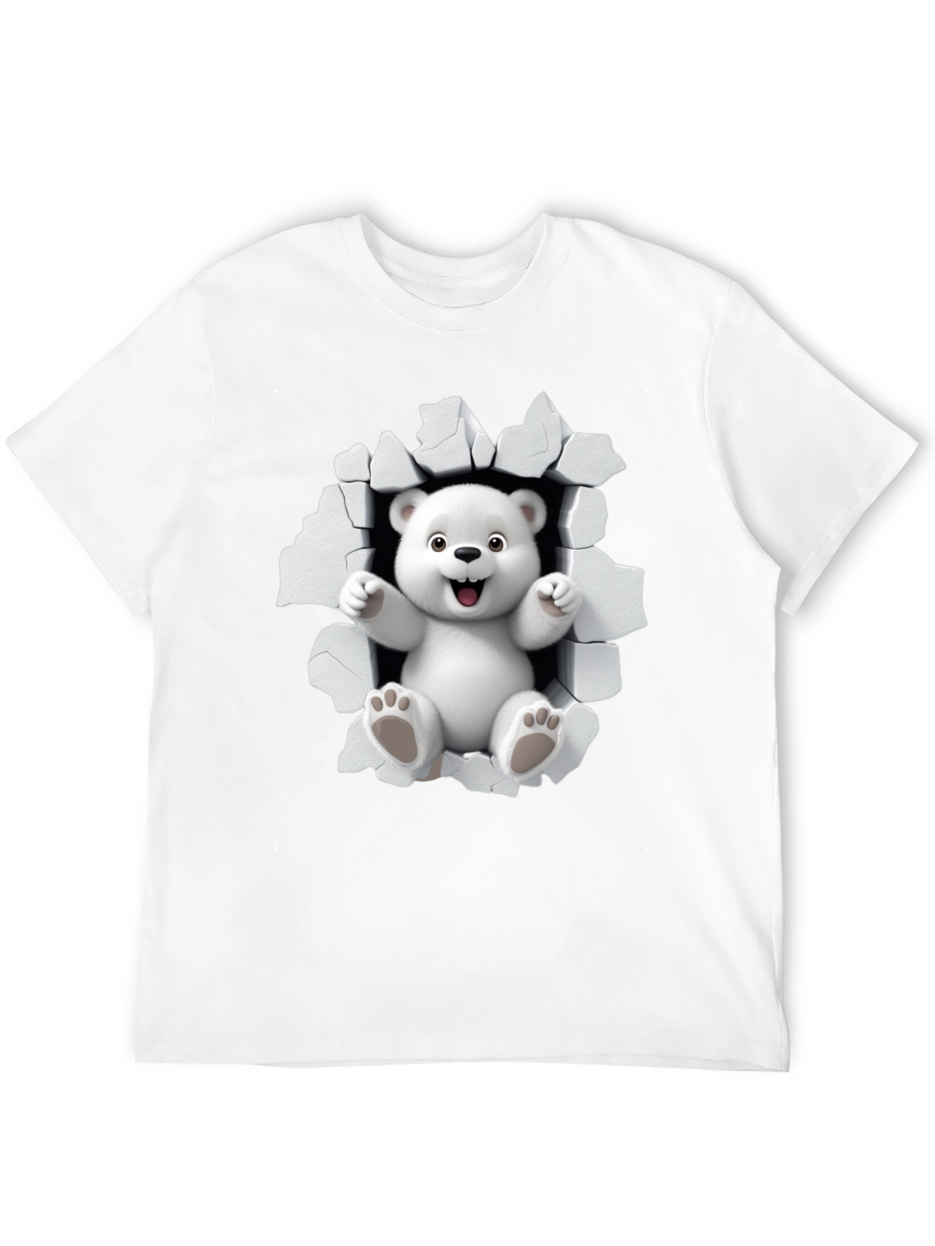 Cute Polar Bear 3D Graphic Black T-Shirt