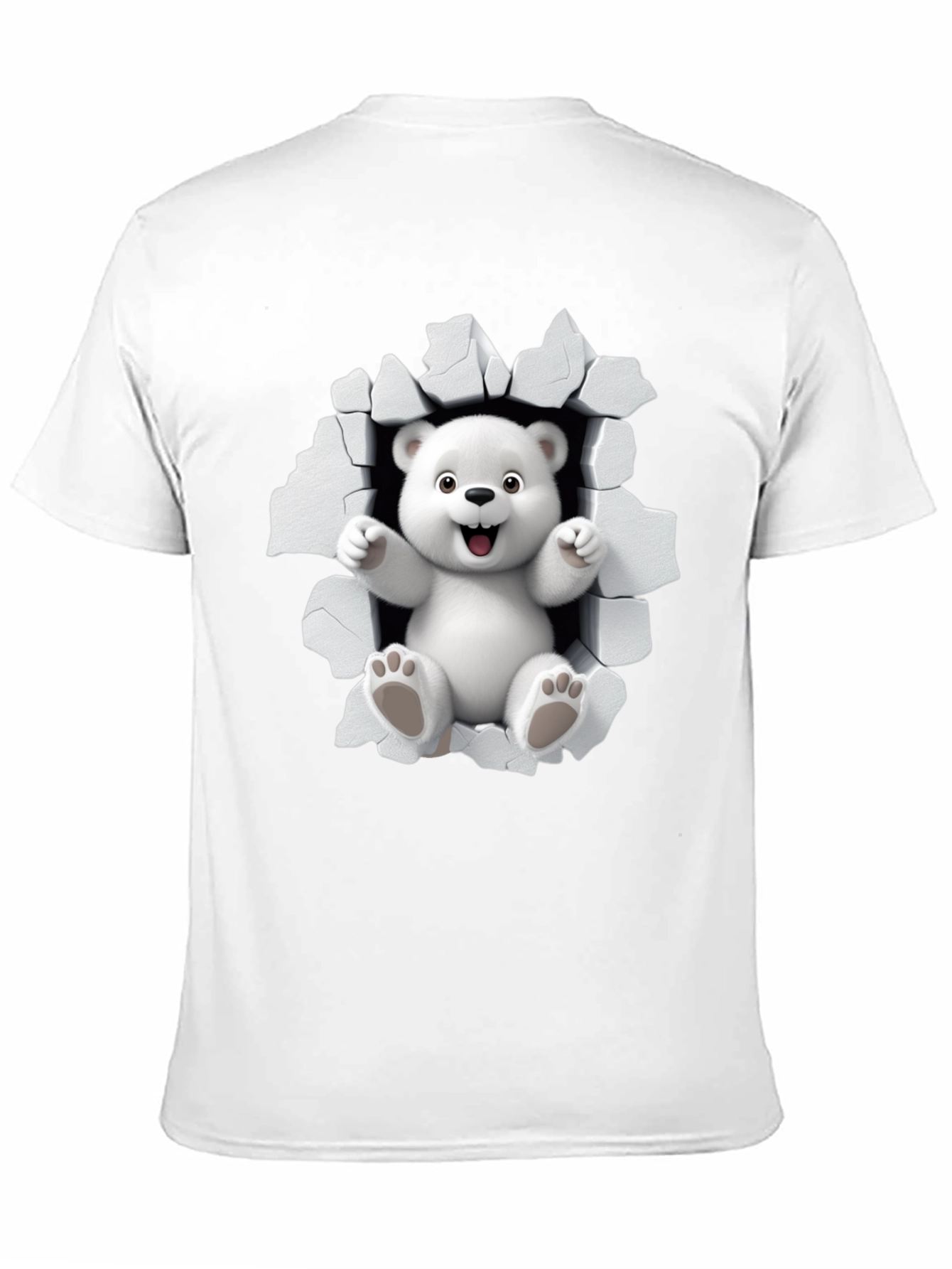 Cute Polar Bear 3D Graphic Black T-Shirt