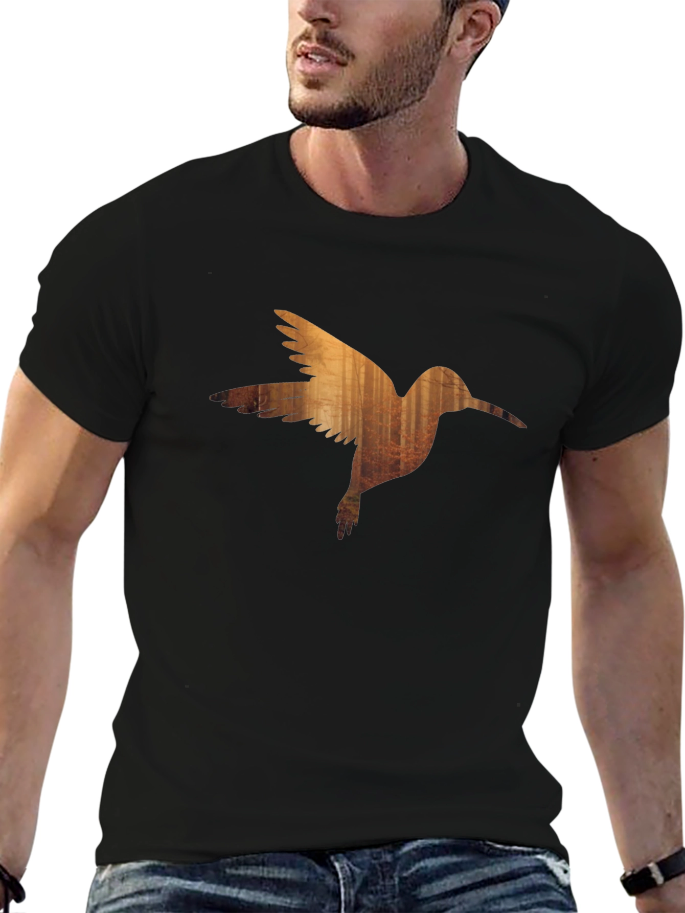 Hummingbird Forest Graphic Black T-Shirt
