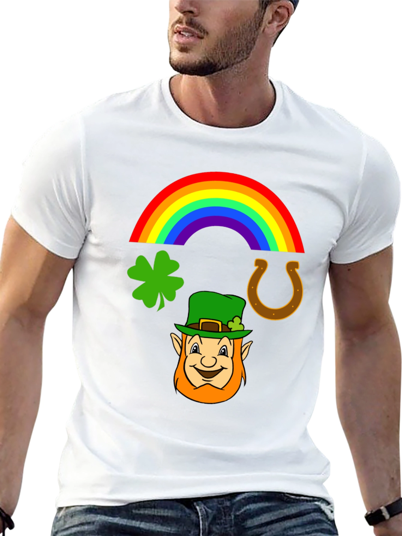 St. Patricks Day Leprechaun Rainbow Graphic Tee