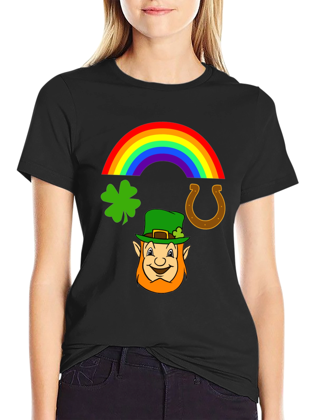 St. Patricks Day Leprechaun Rainbow Graphic Tee