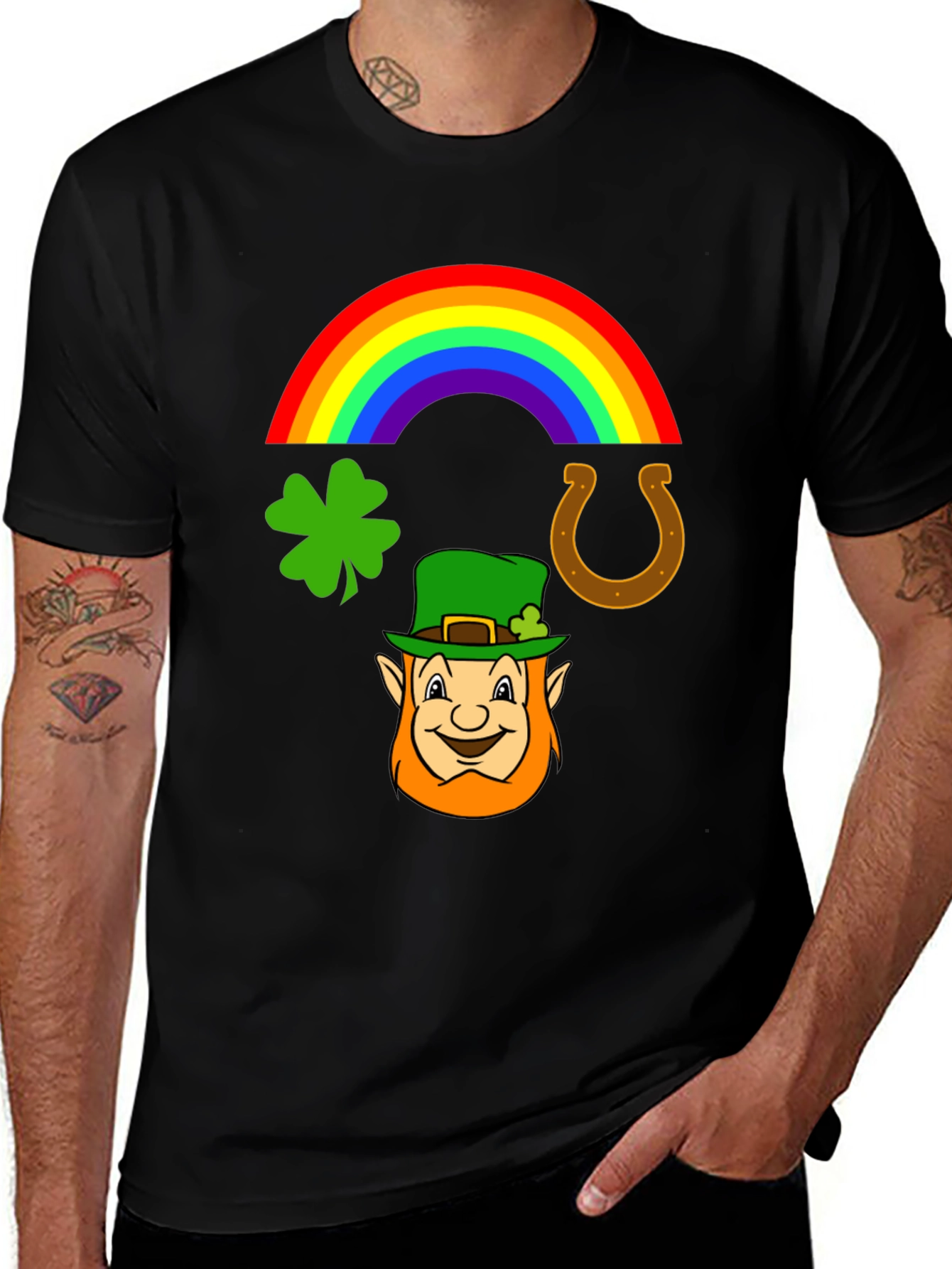 St. Patricks Day Leprechaun Rainbow Graphic Tee