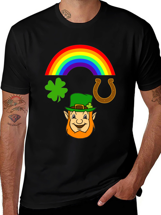 St. Patricks Day Leprechaun Rainbow Graphic Tee