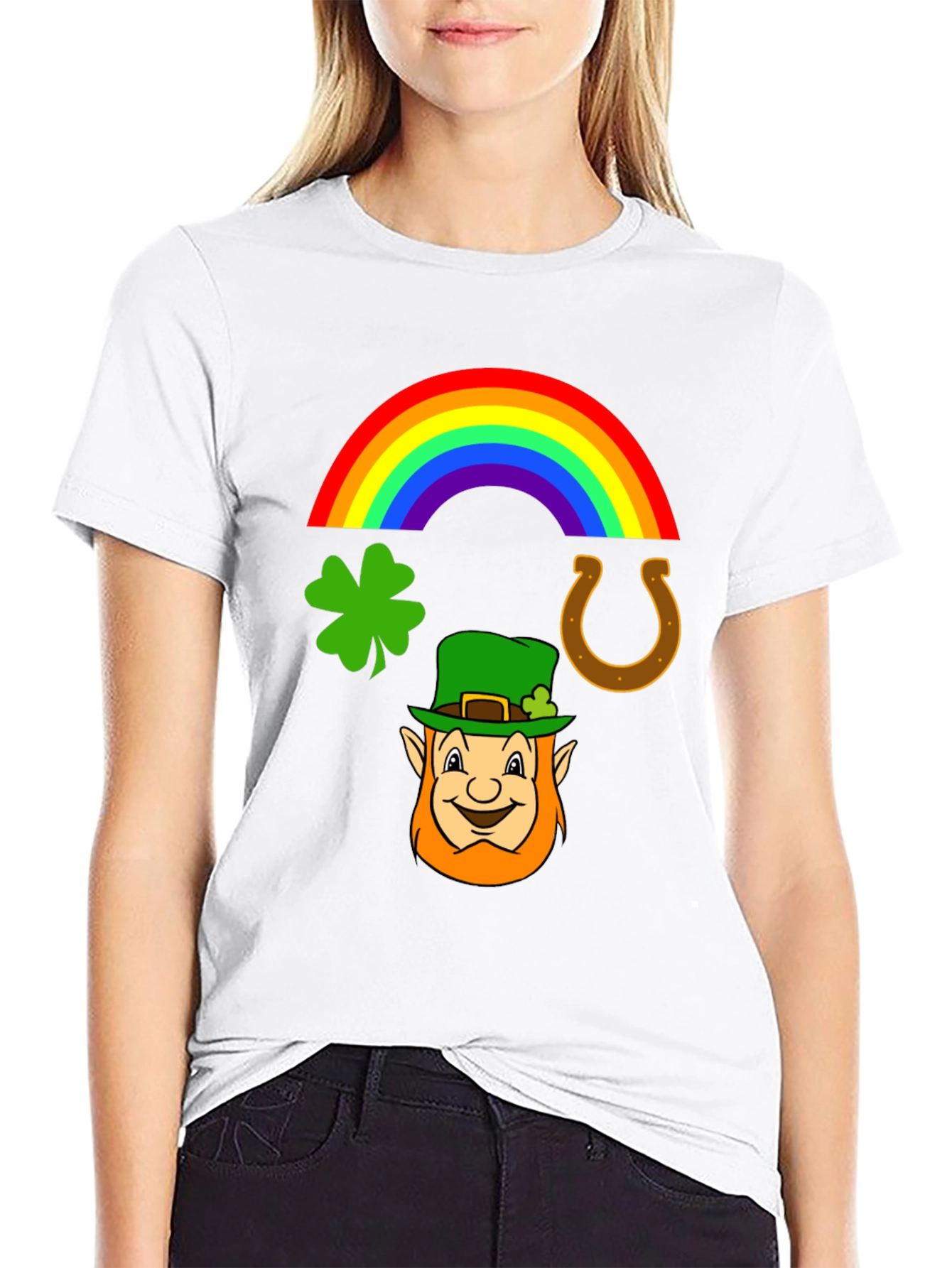 St. Patricks Day Leprechaun Rainbow Graphic Tee