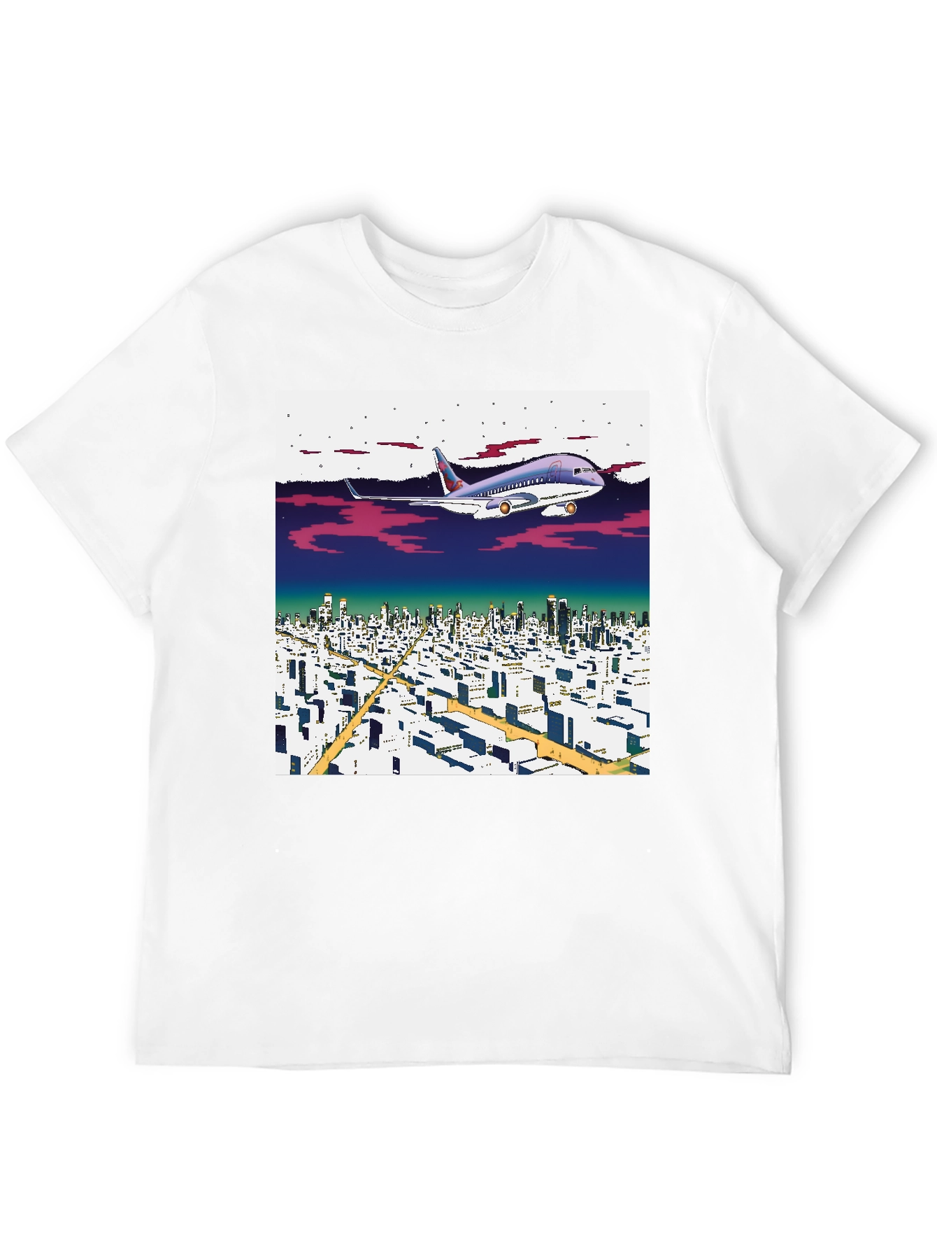 Retro Plane Over City T-Shirt
