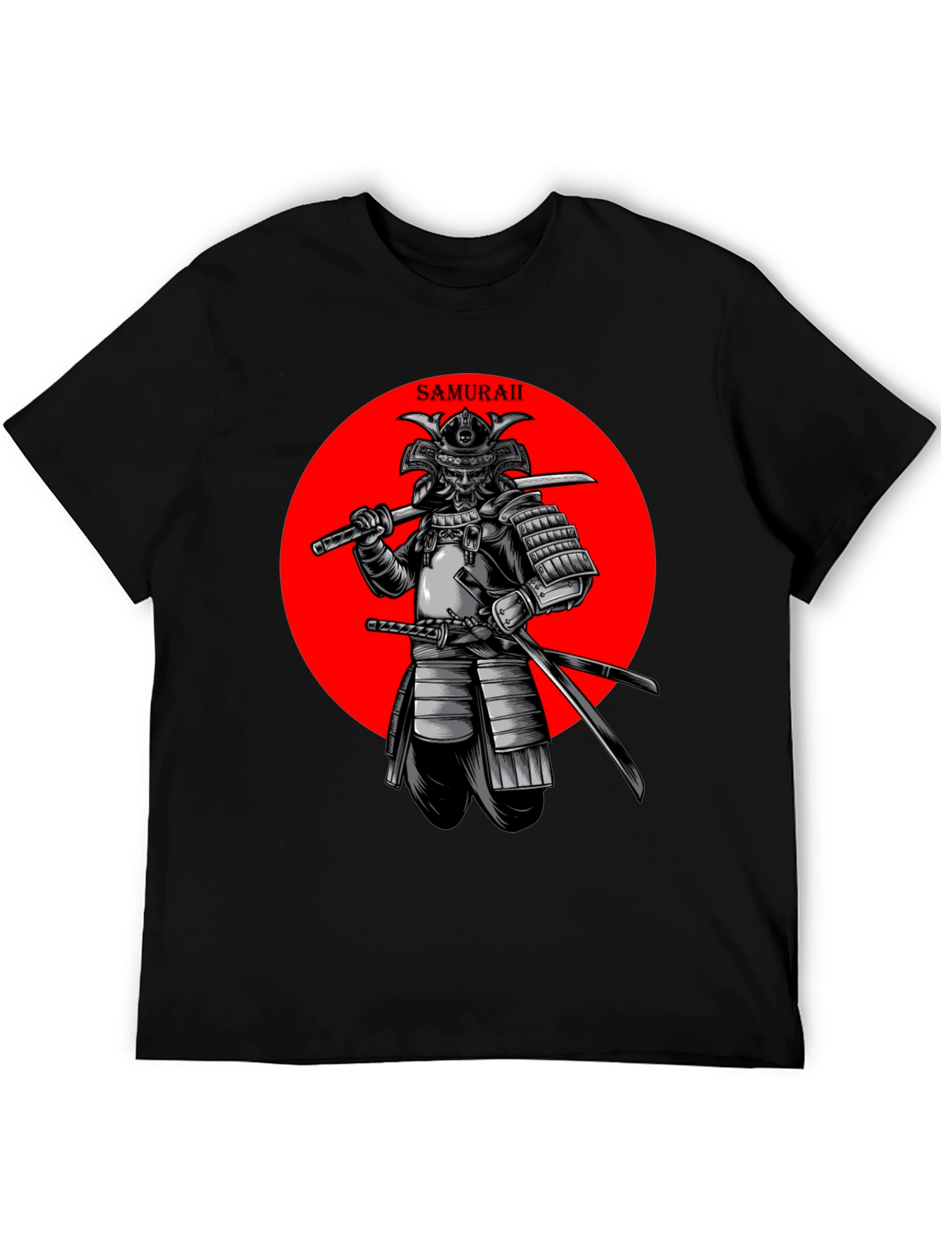 Samurai Warrior Graphic Tee - Stylish Black T-Shirt