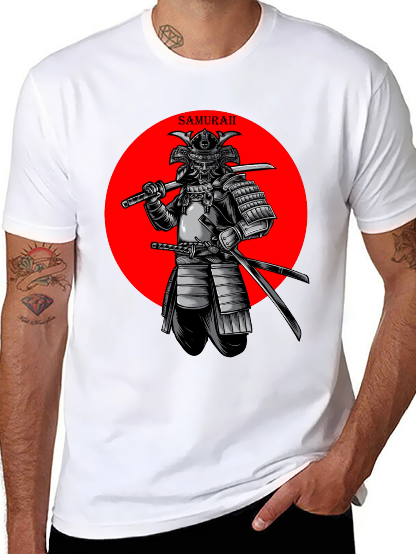 Samurai Warrior Graphic Tee - Stylish Black T-Shirt