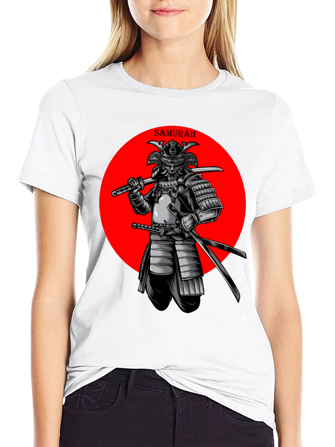 Samurai Warrior Graphic Tee - Stylish Black T-Shirt