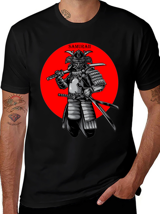 Samurai Warrior Graphic Tee - Stylish Black T-Shirt