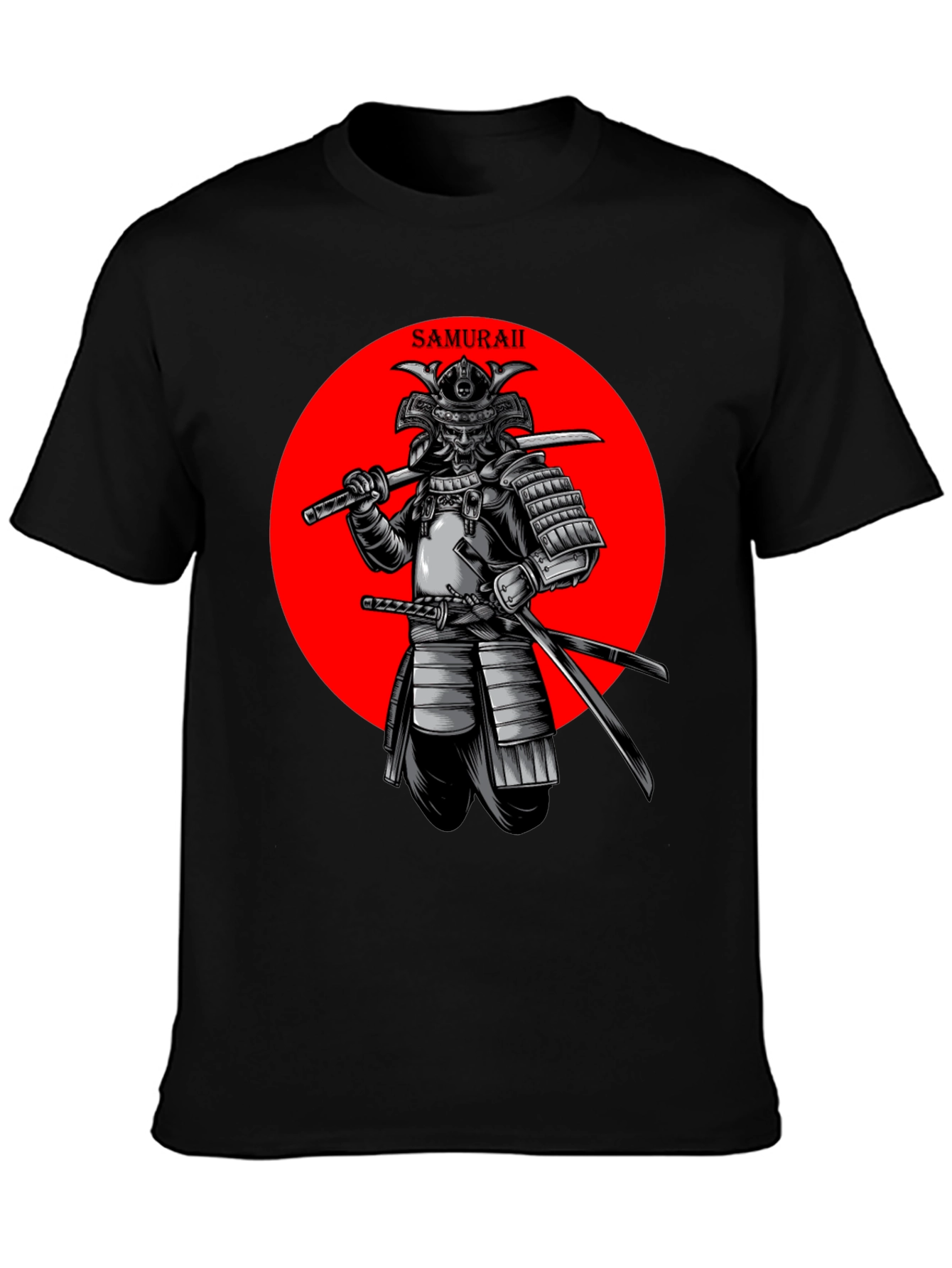 Samurai Warrior Graphic Tee - Stylish Black T-Shirt