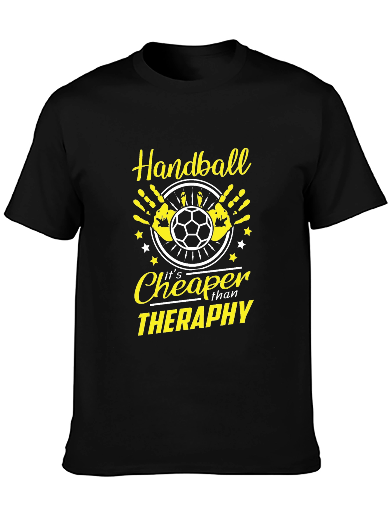 Handball Cheaper Than Therapy Black T-Shirt