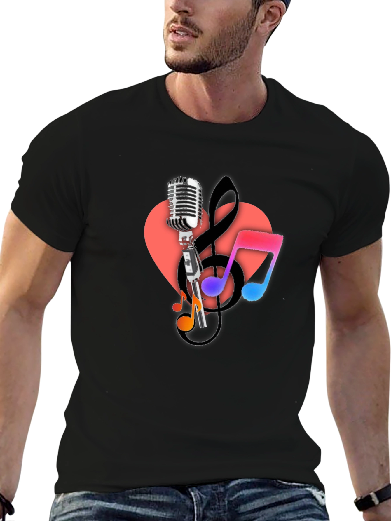 Music Lovers Black Graphic Tee
