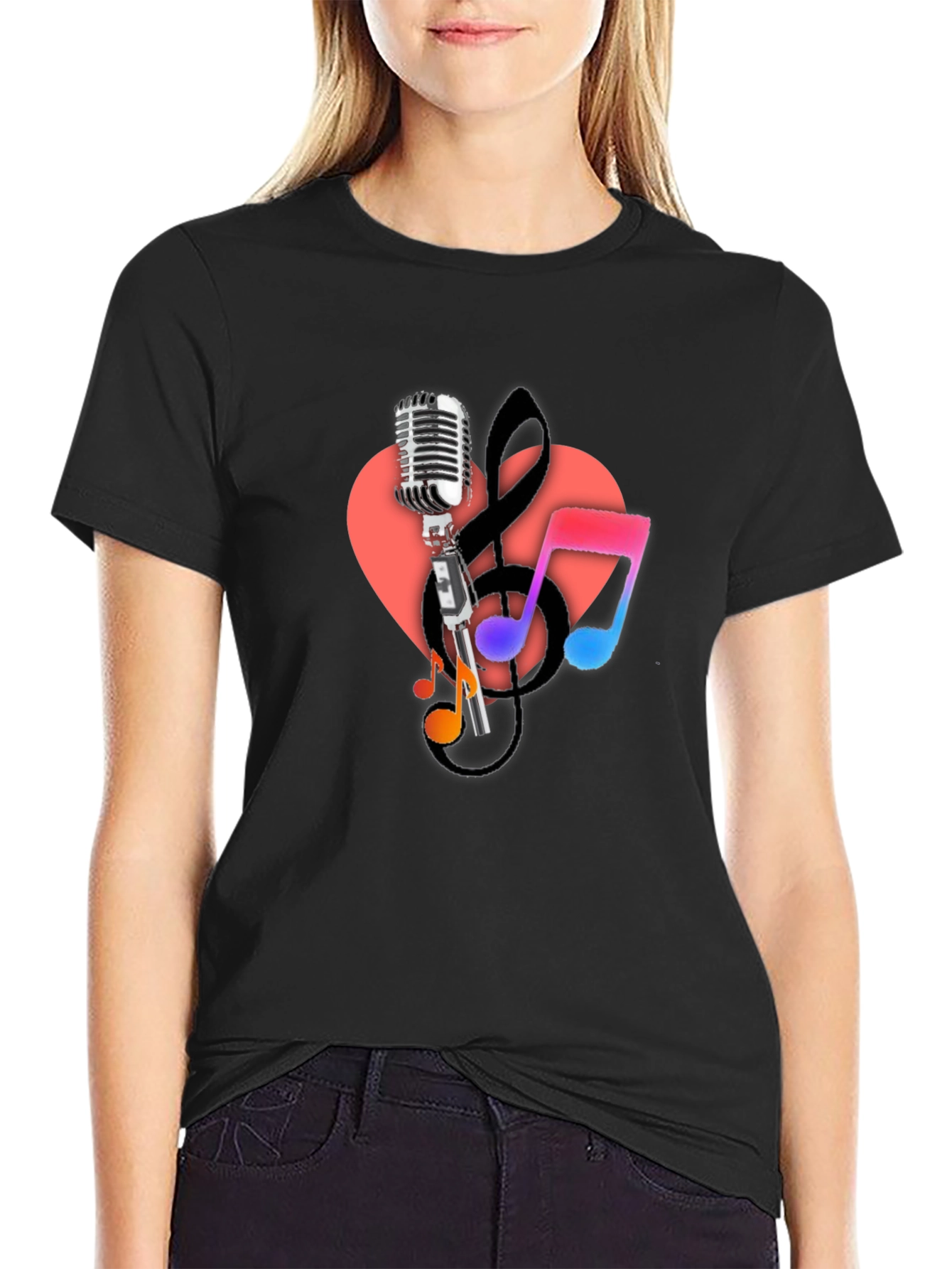 Music Lovers Black Graphic Tee