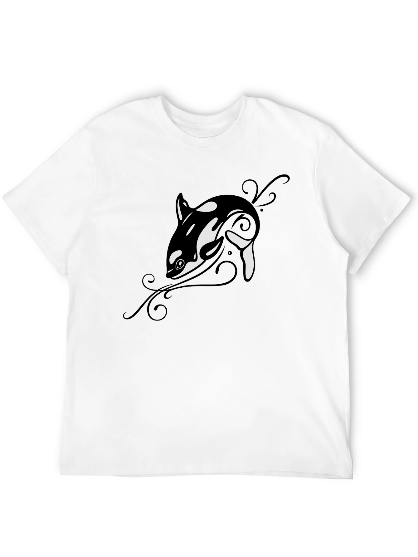 Orca Whale Graphic Tee - Black Cotton T-Shirt