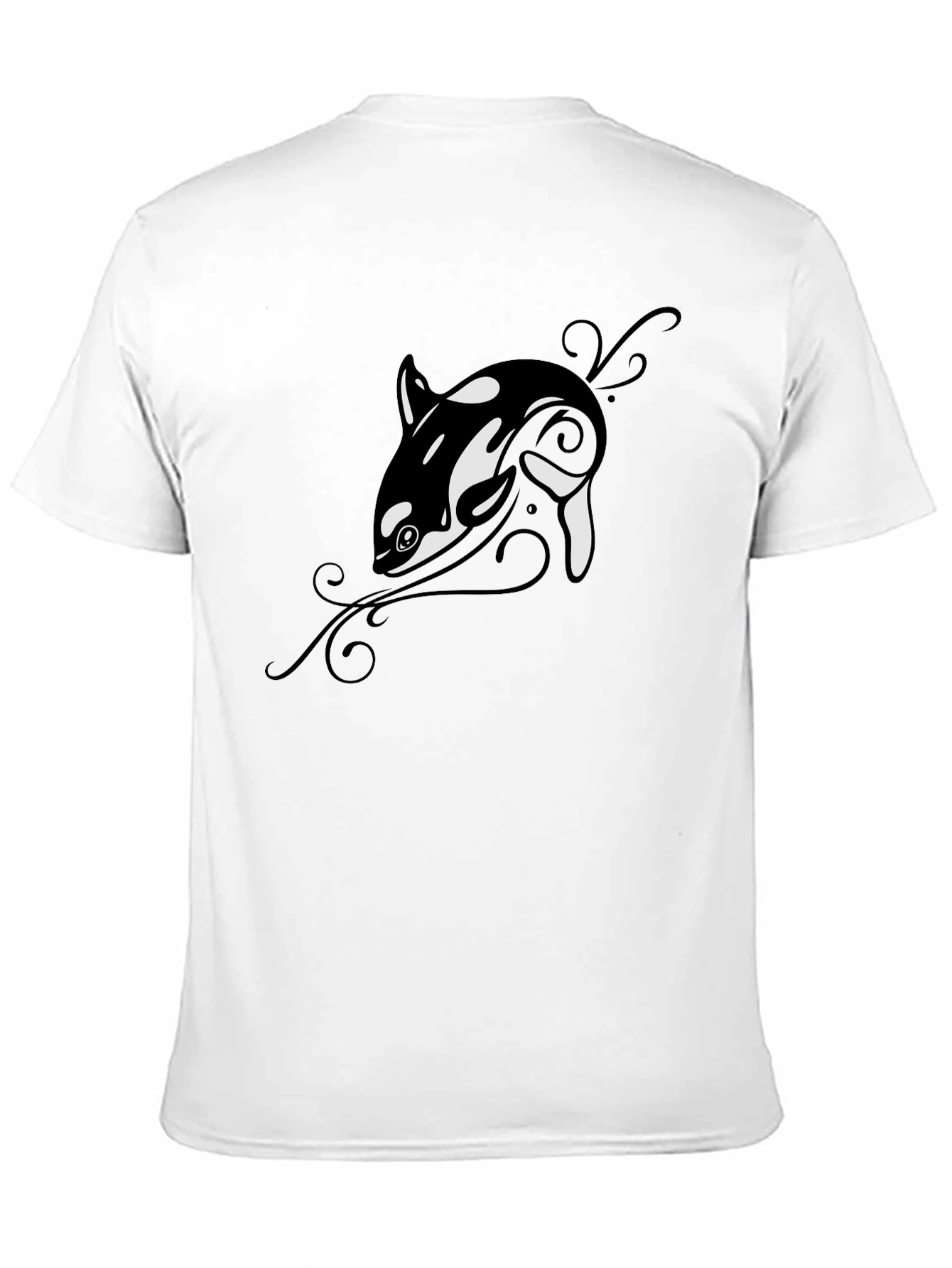 Orca Whale Graphic Tee - Black Cotton T-Shirt