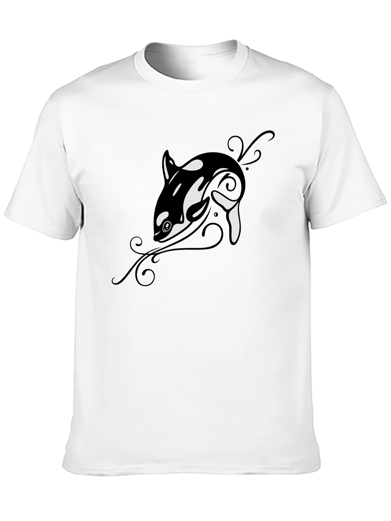 Orca Whale Graphic Tee - Black Cotton T-Shirt