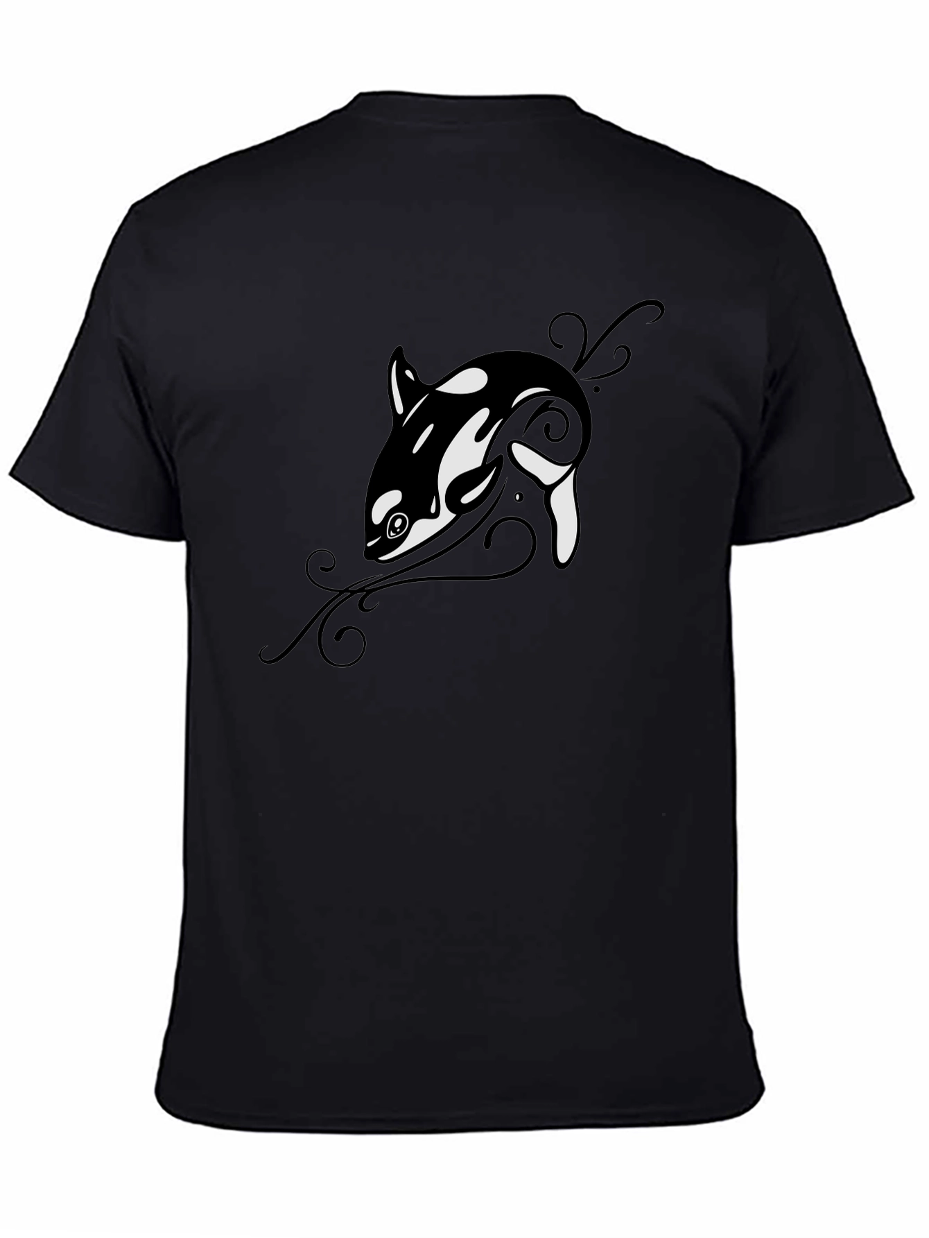 Orca Whale Graphic Tee - Black Cotton T-Shirt