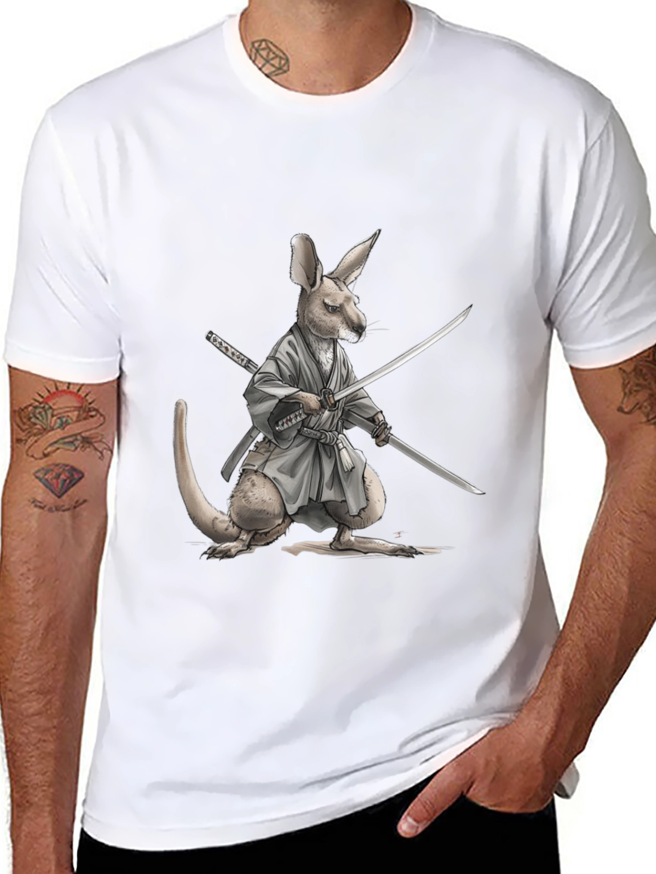 Kangaroo Samurai T-Shirt - Martial Arts Funny Tee
