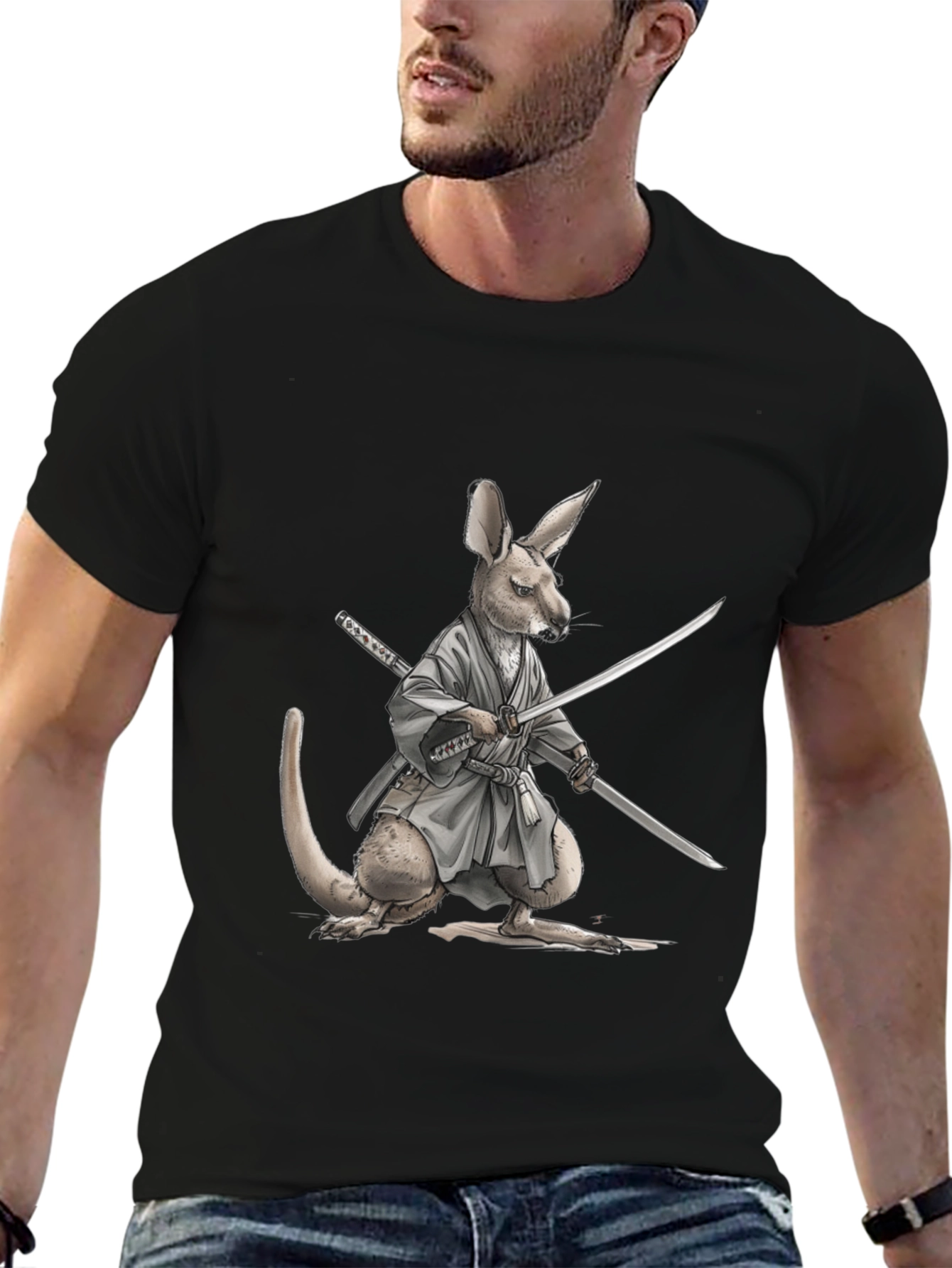 Kangaroo Samurai T-Shirt - Martial Arts Funny Tee
