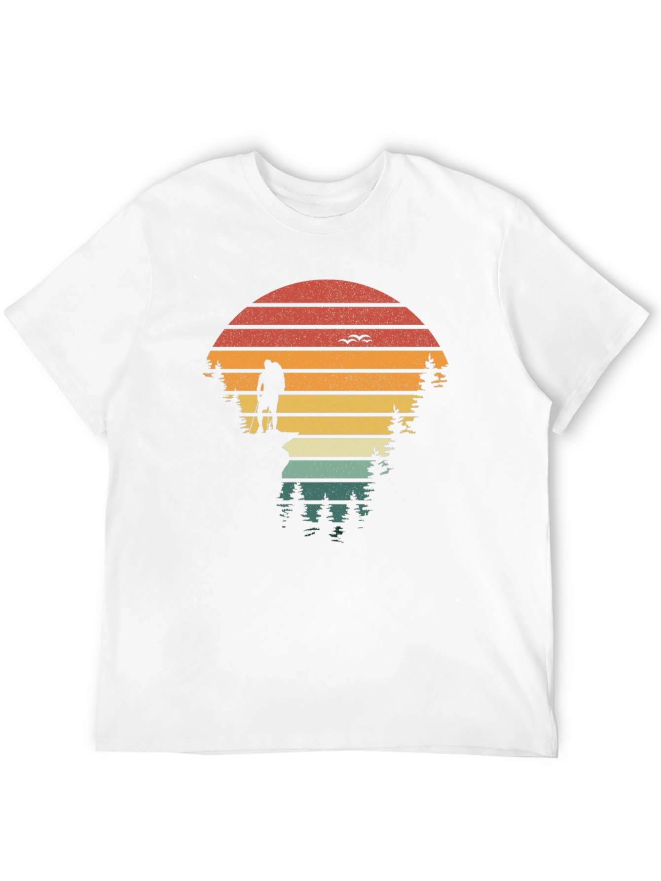 Nature Hiker Graphic Tee - Retro Sunset Design