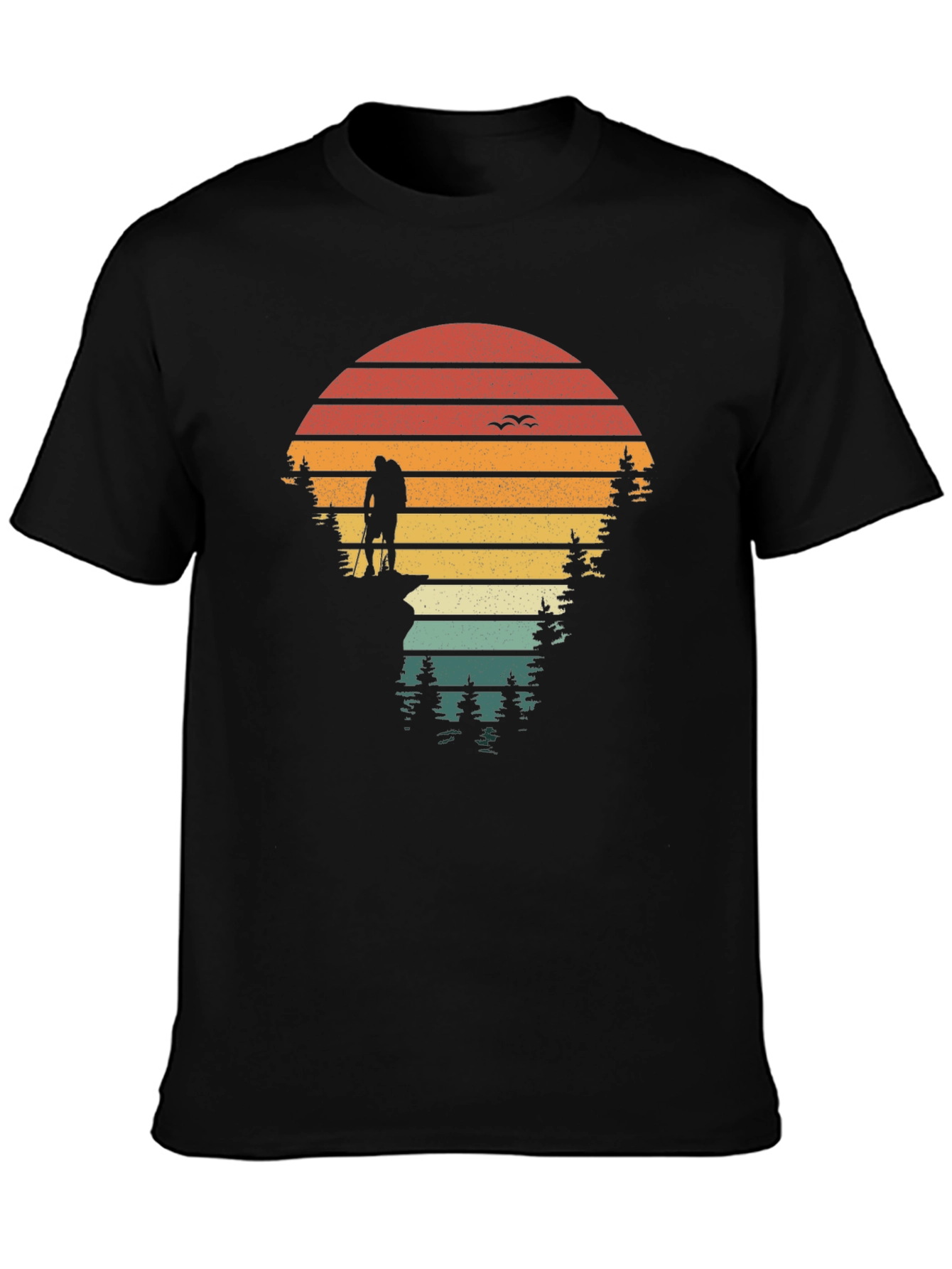 Nature Hiker Graphic Tee - Retro Sunset Design