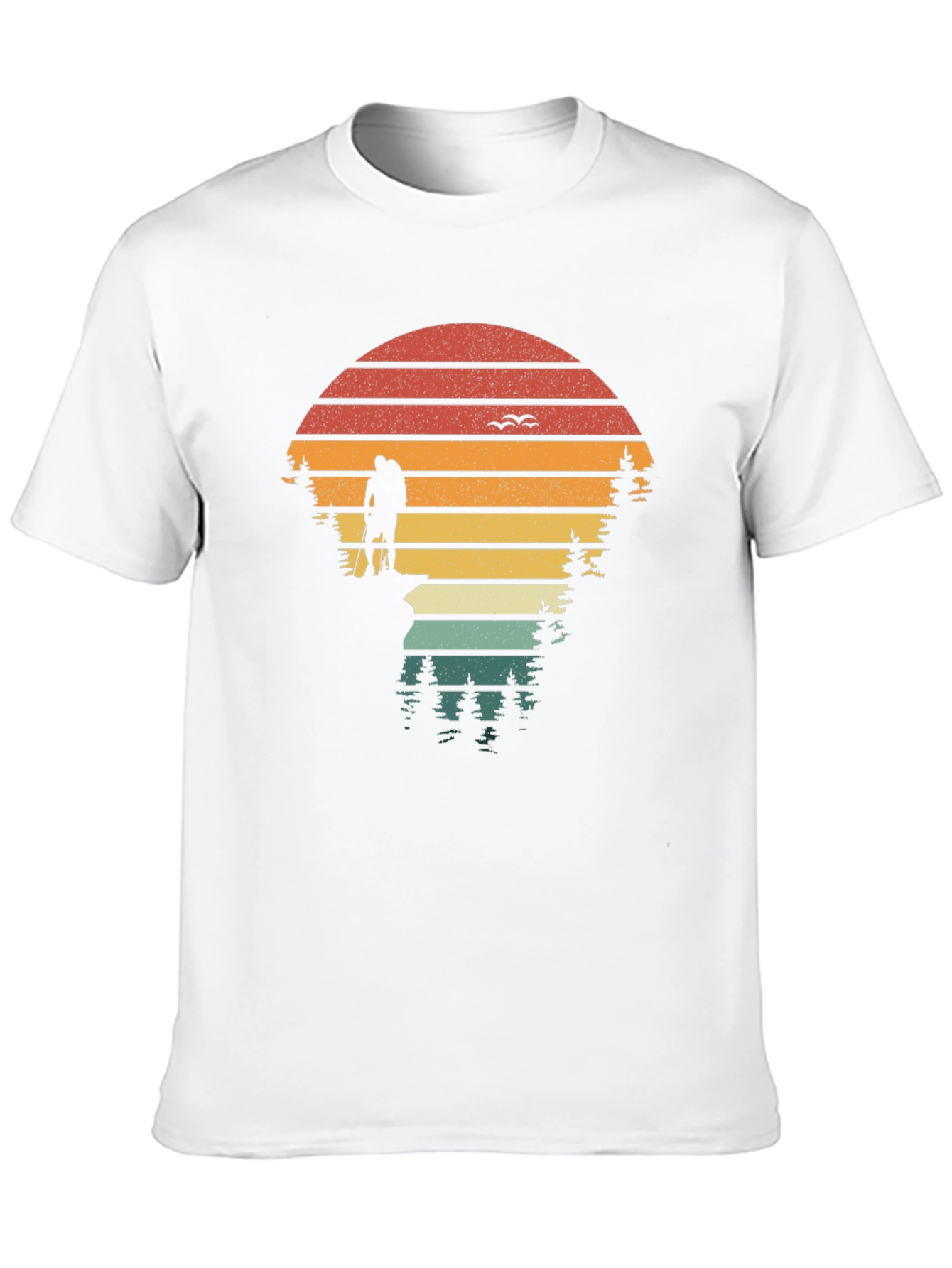 Nature Hiker Graphic Tee - Retro Sunset Design