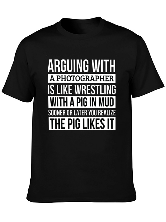 Photographer Pig Wrestling Humor T-Shirt