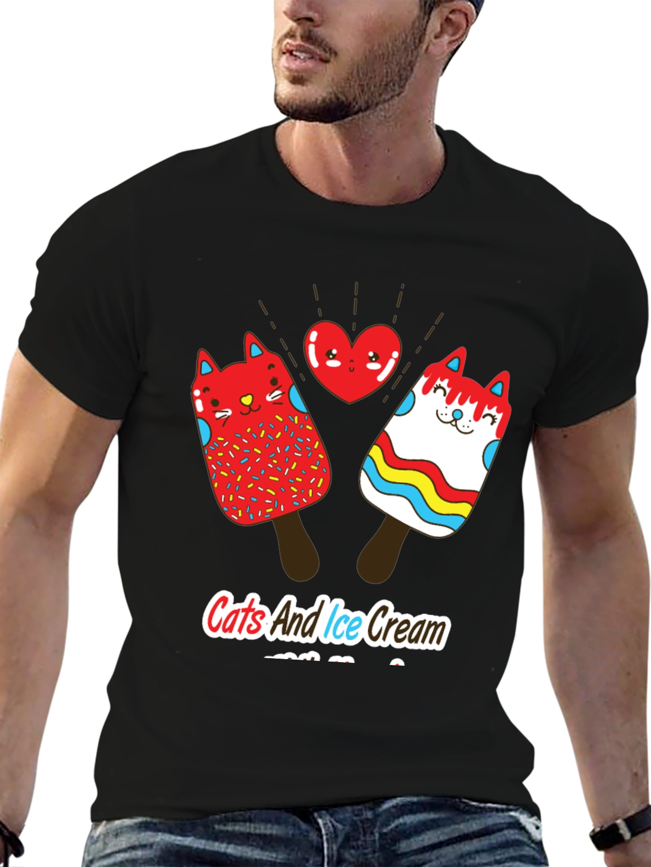 Cats and Ice Cream T-Shirt - Novelty Graphic Tee