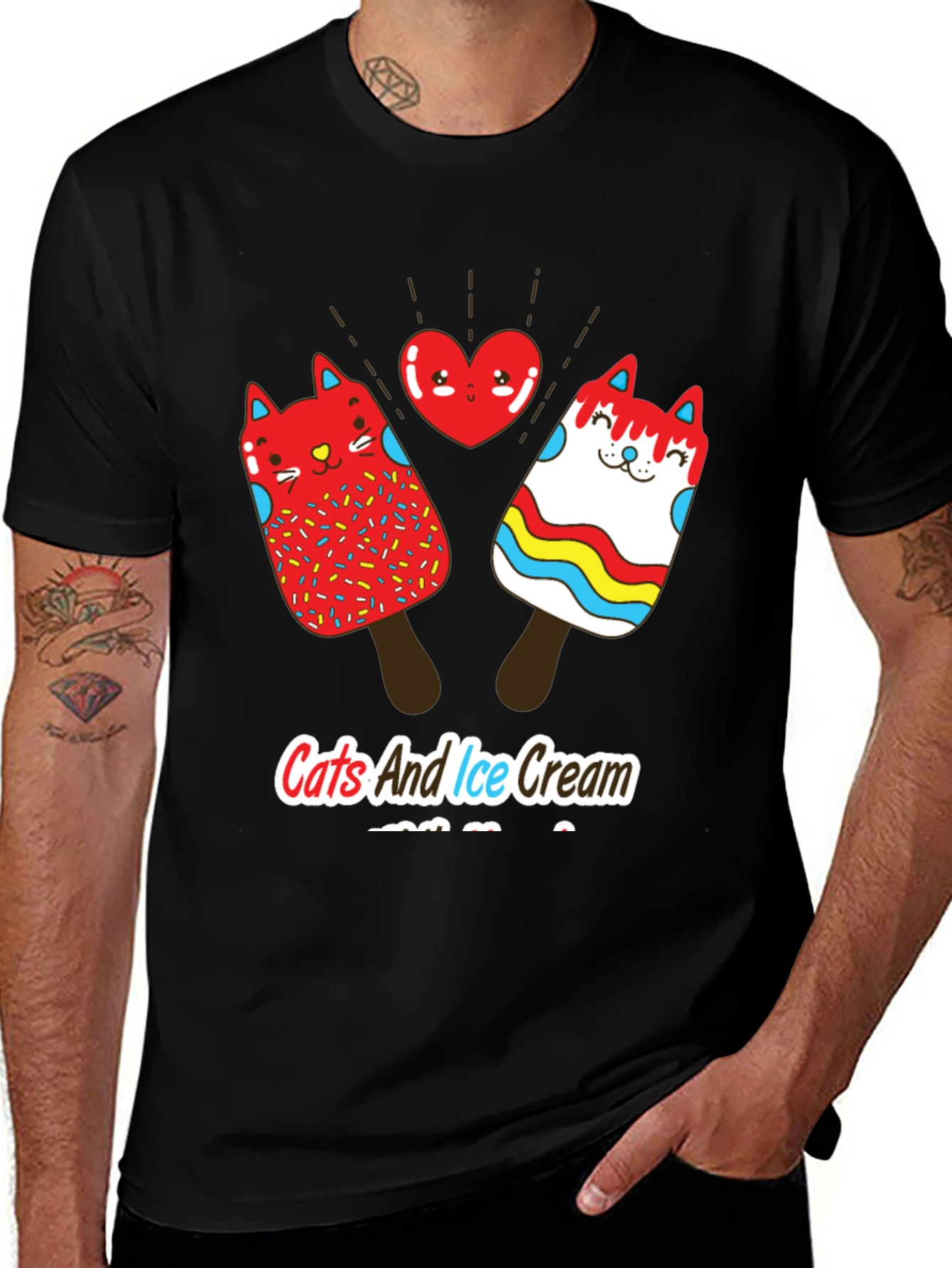 Cats and Ice Cream T-Shirt - Novelty Graphic Tee