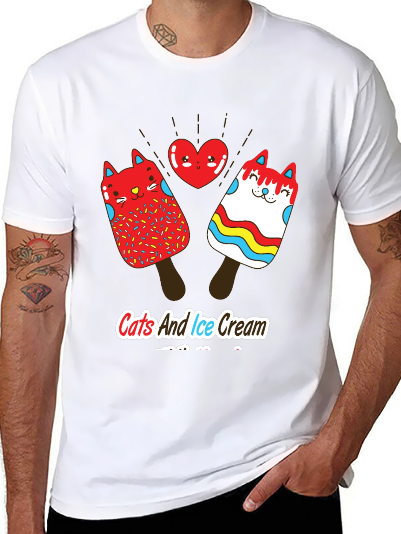 Cats and Ice Cream T-Shirt - Novelty Graphic Tee
