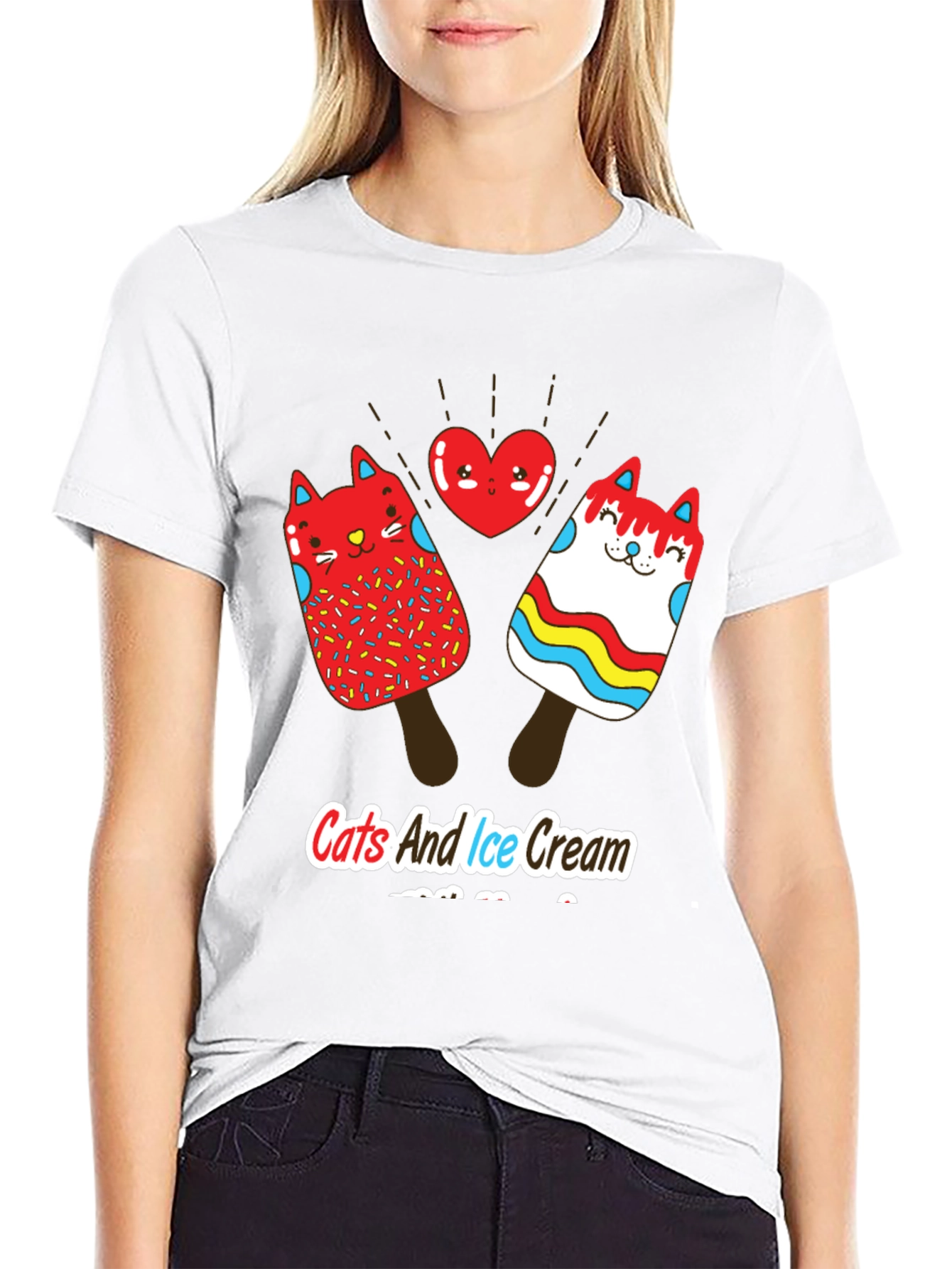 Cats and Ice Cream T-Shirt - Novelty Graphic Tee