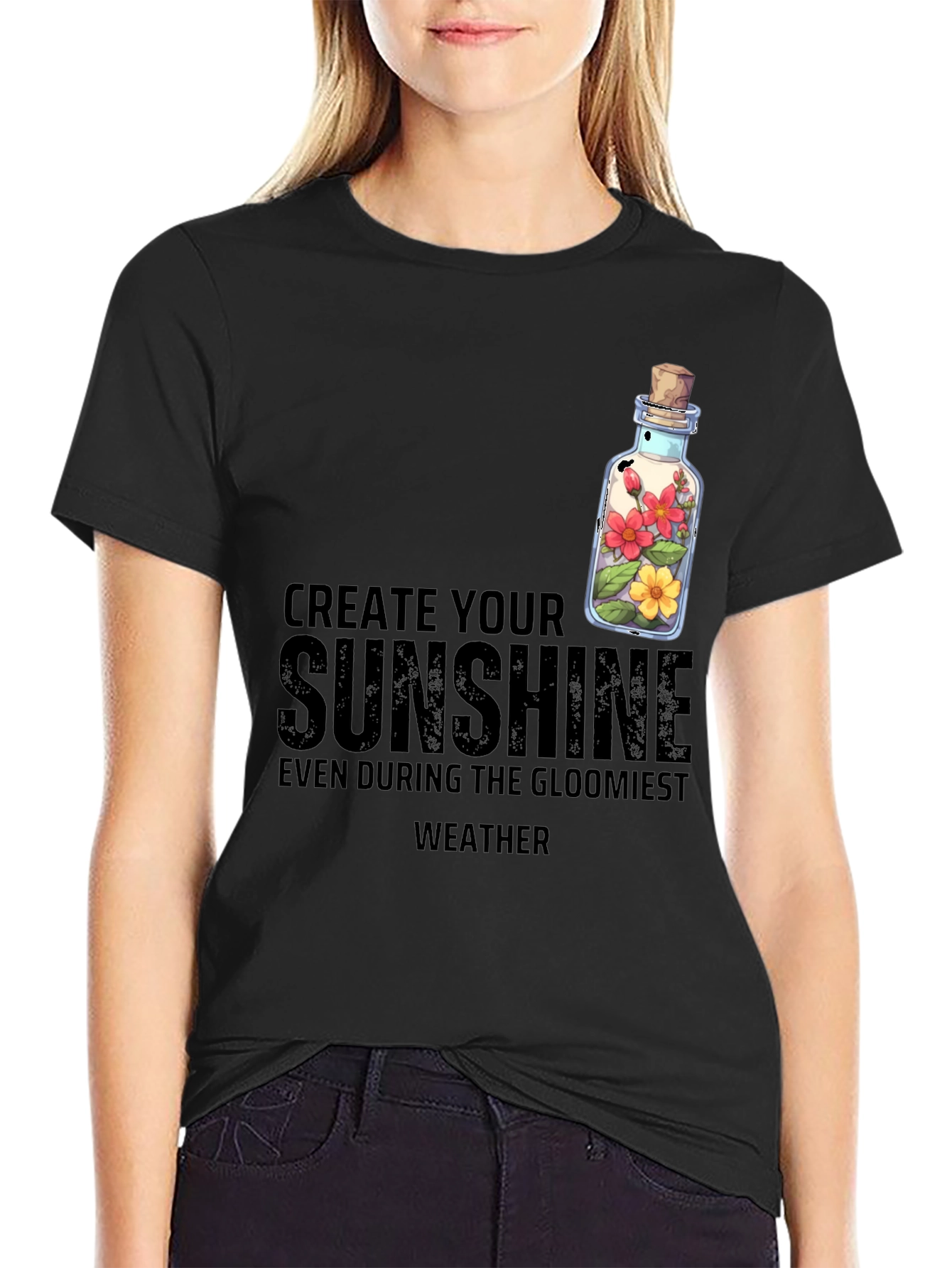 Create Your Sunshine Graphic Tee - Positive Vibes