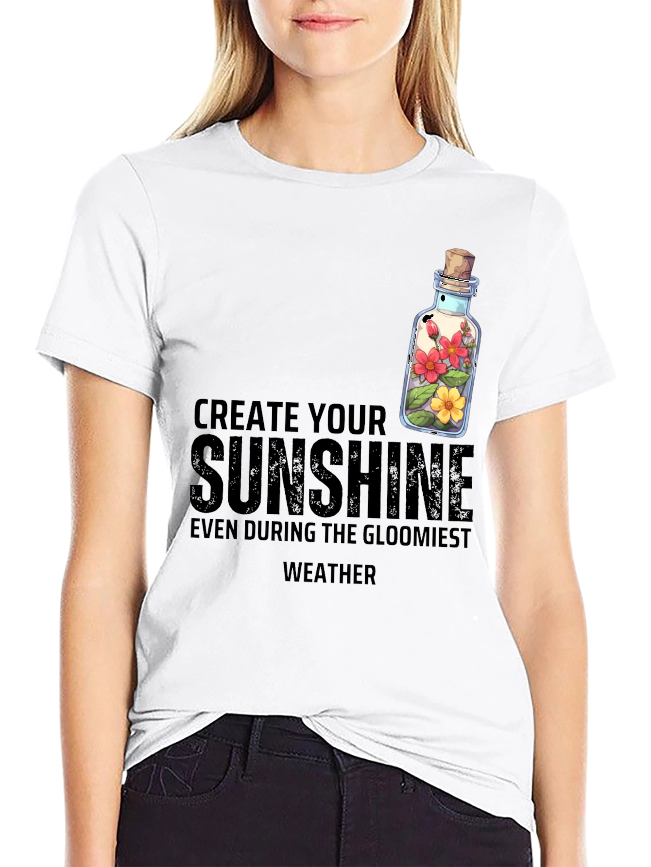 Create Your Sunshine Graphic Tee - Positive Vibes