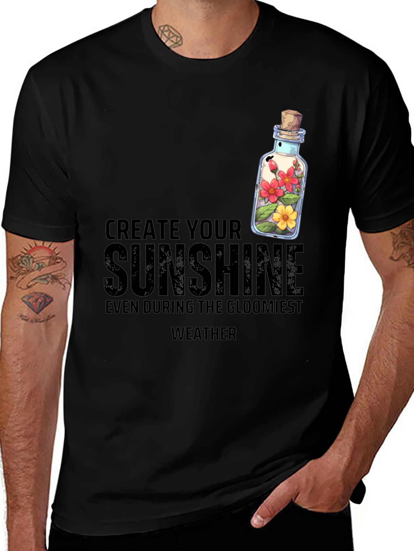 Create Your Sunshine Graphic Tee - Positive Vibes