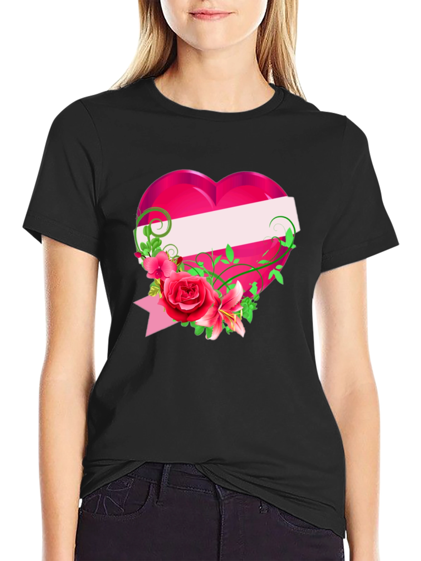 Floral Heart Graphic T-Shirt