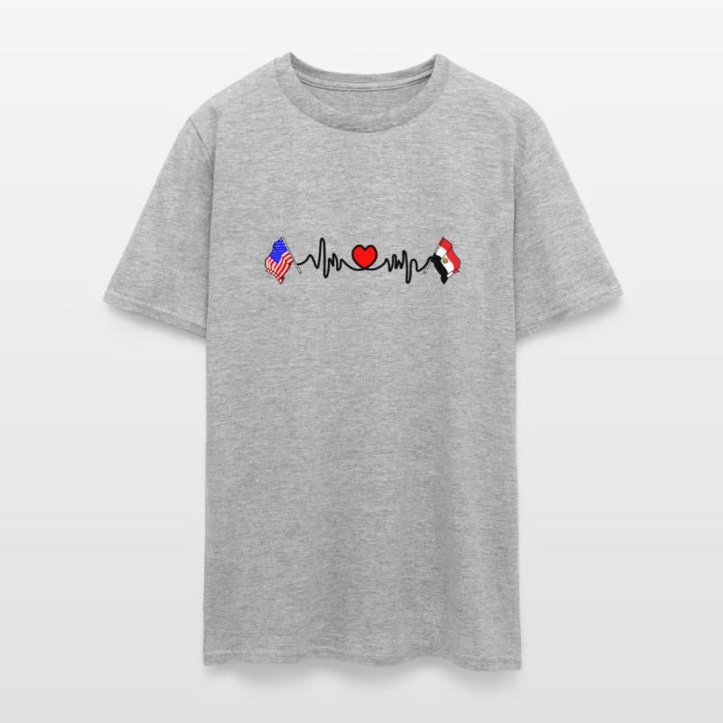 United States USA and flag Egypt Cardio heart