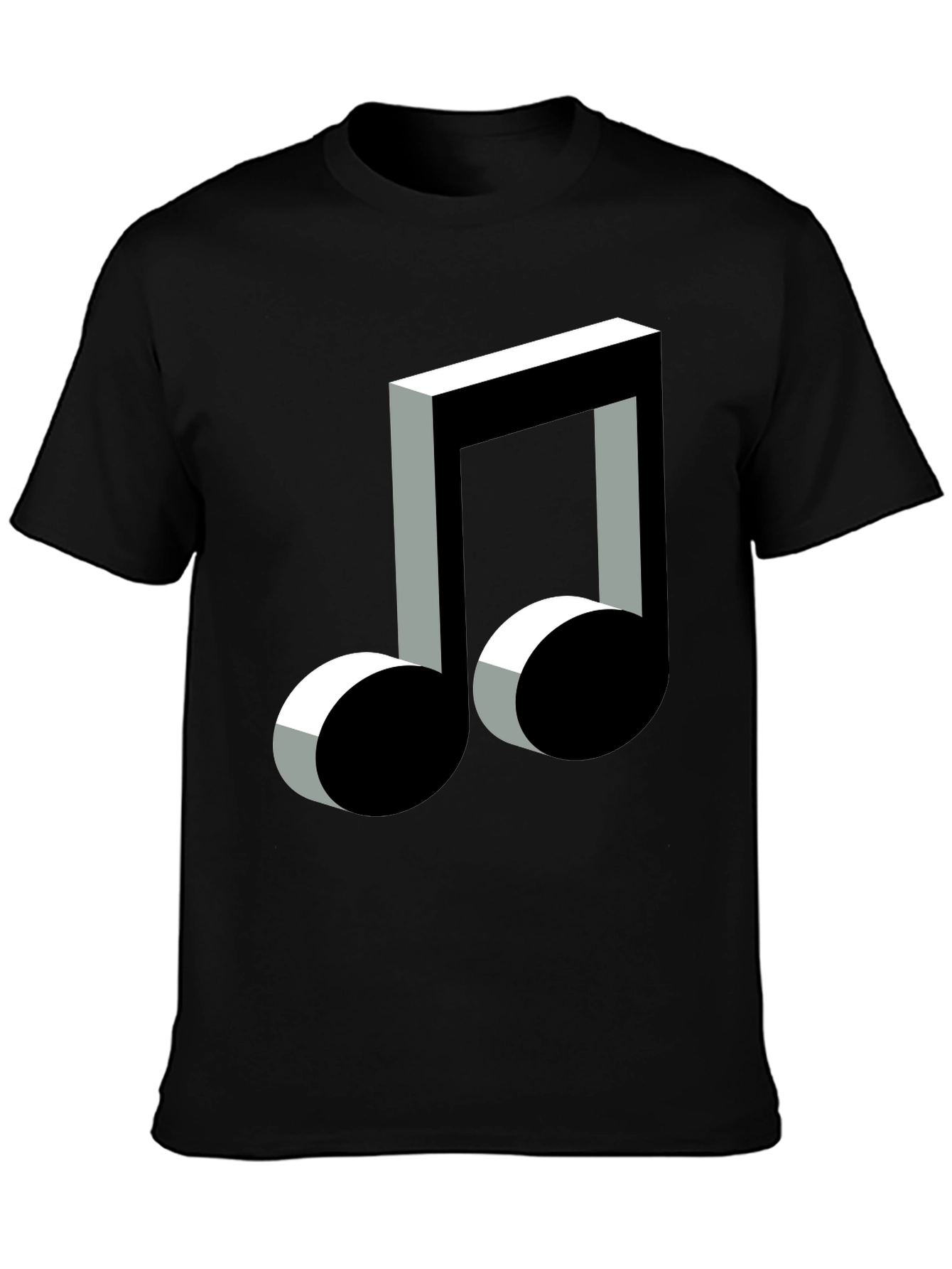 3D Music Note Graphic Black T-Shirt