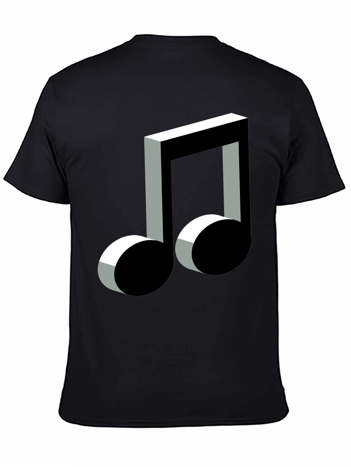 3D Music Note Graphic Black T-Shirt