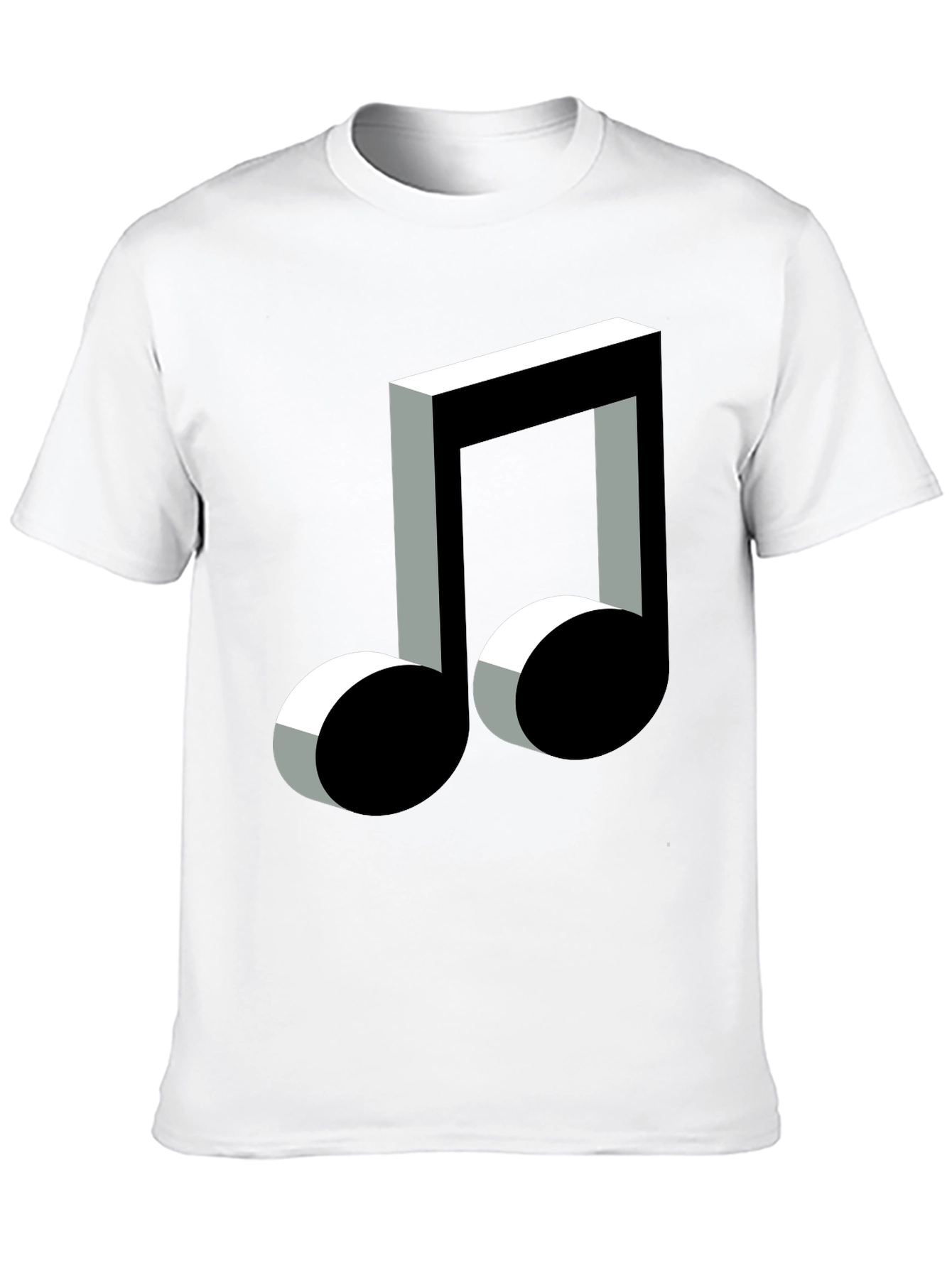 3D Music Note Graphic Black T-Shirt