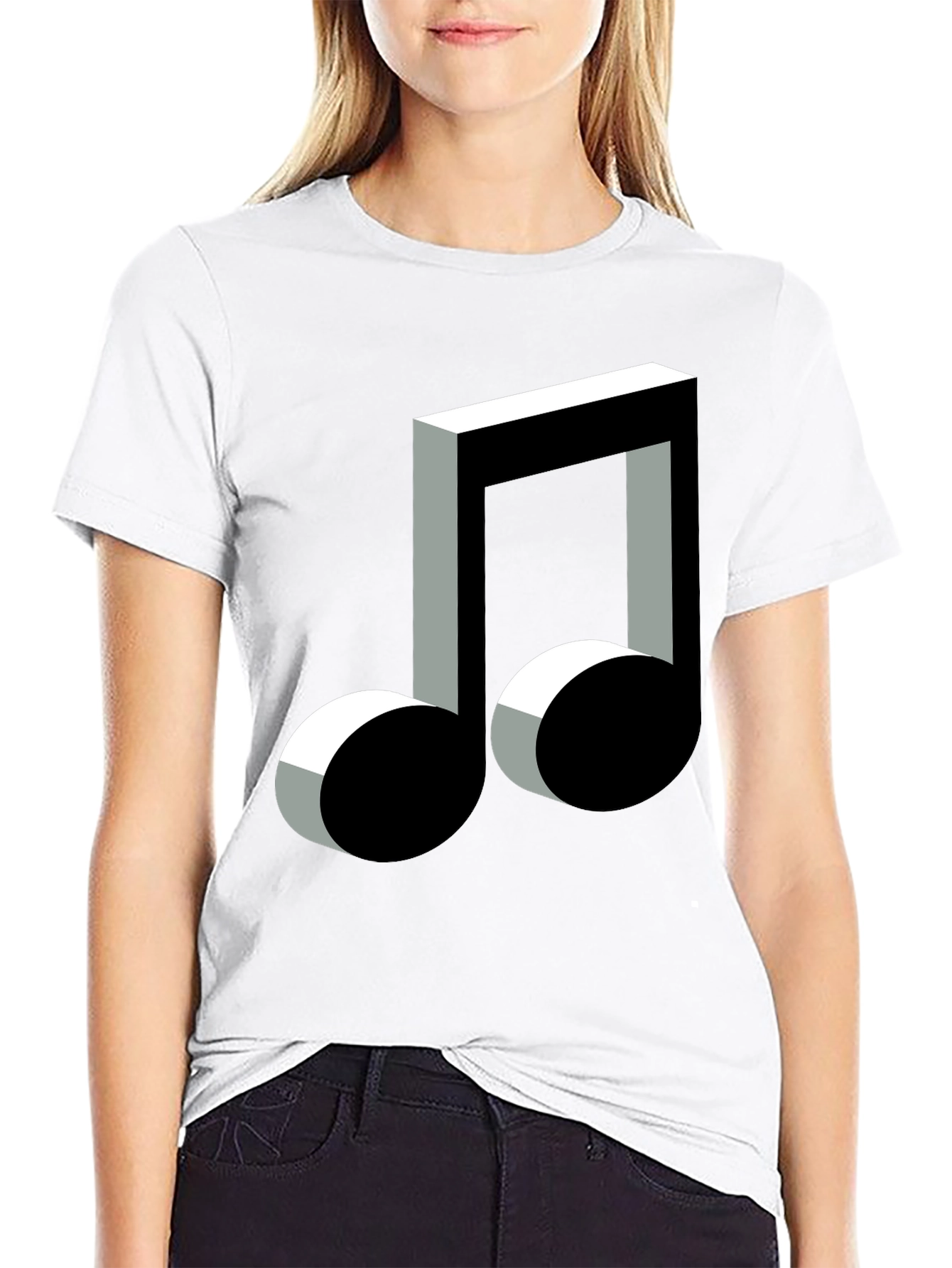 3D Music Note Graphic Black T-Shirt